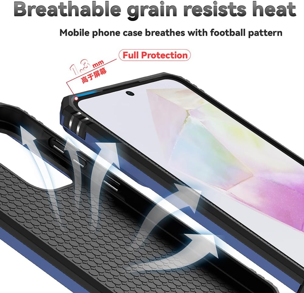 Androgate Phone Case for Samsung Galaxy A17/ A26 5G Case with HD Screen Protector & Slide Camera Cover & Rotated Ring Kickstand, [Military-Grade] Phone Case for Galaxy A26/ A17 Blue
