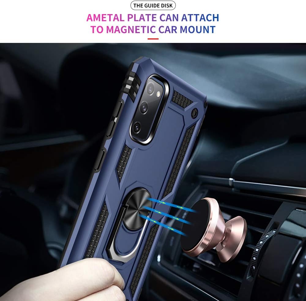 for Samsung Galaxy S20 FE Case, Samsung S20 FE Case with HD Screen Protector, [Military Grade 16ft. Drop Tested] Ring Shockproof Protective Phone Case for Samsung Galaxy S20 FE,Blue