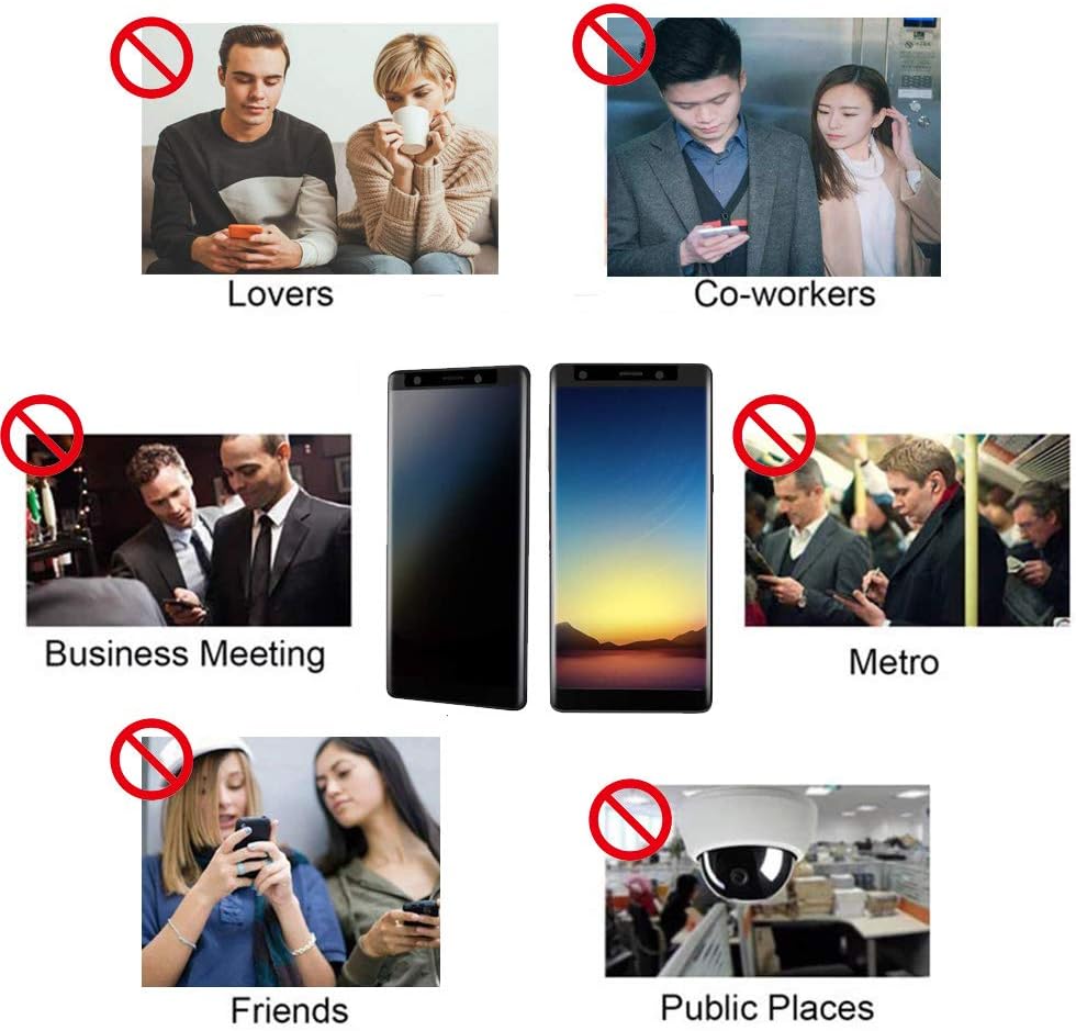 [2 Pack] AOKER for Galaxy Note 8 / Note 9 Privacy Screen Protector Tempered Glass Film, 3D Curved Edge Case Friendly Easy Install Anti Spy/Scratch Compatible Samsung Galaxy Note 8 / Note 9
