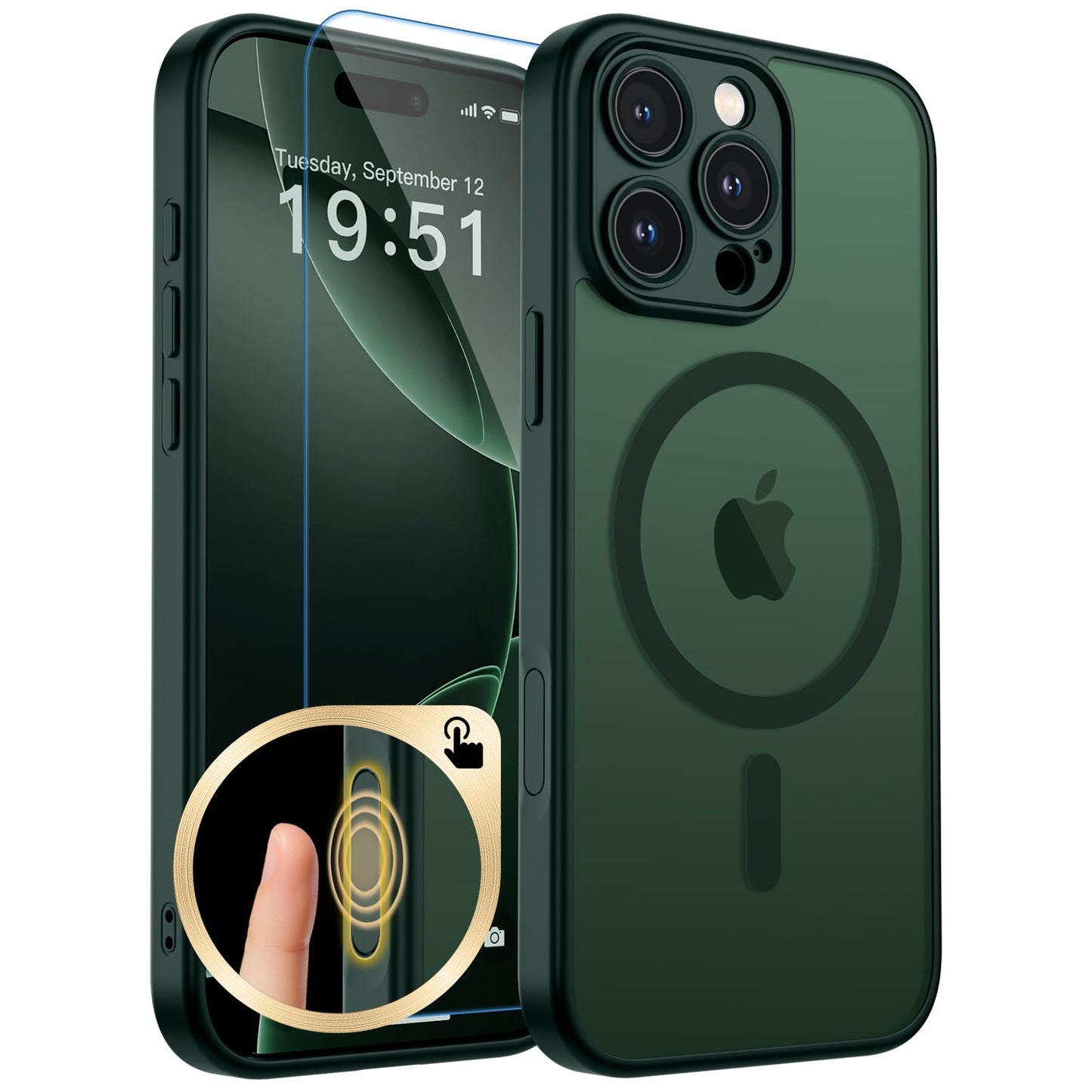 Magnetic for iPhone 17 Case, Upgraded [Camera Control Button] [Full Camera Protection] [with 1 Screen Protector] Translucent Matte Shockproof Protective Phone Cover, Mist Blue