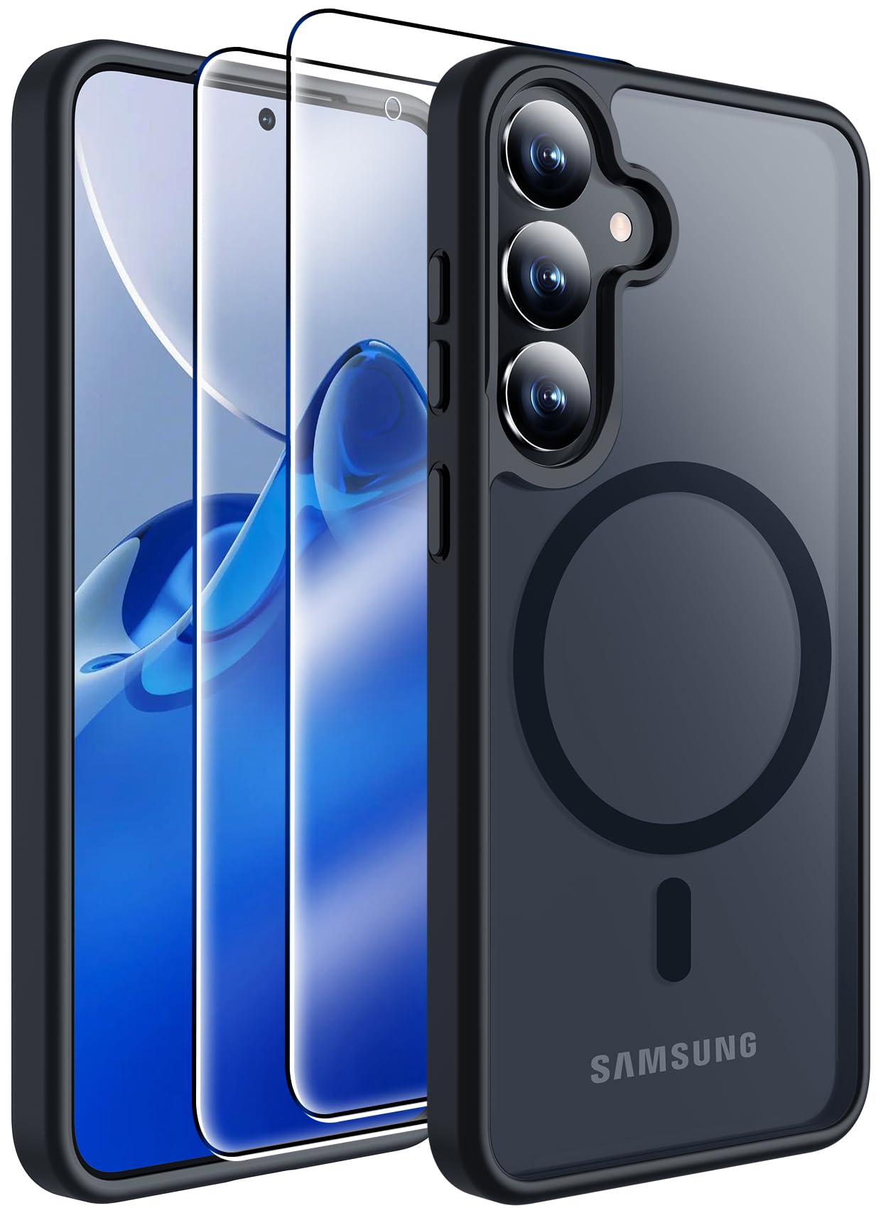 MOZOTER for Samsung Galaxy S25 Ultra Case with Magnetic,[Compatible with MagSafe][12Ft Military Dropproof][2*Screen Protector] Translucent Anti-Slip Back Slim Shockproof Case for S25 Ultra-Black