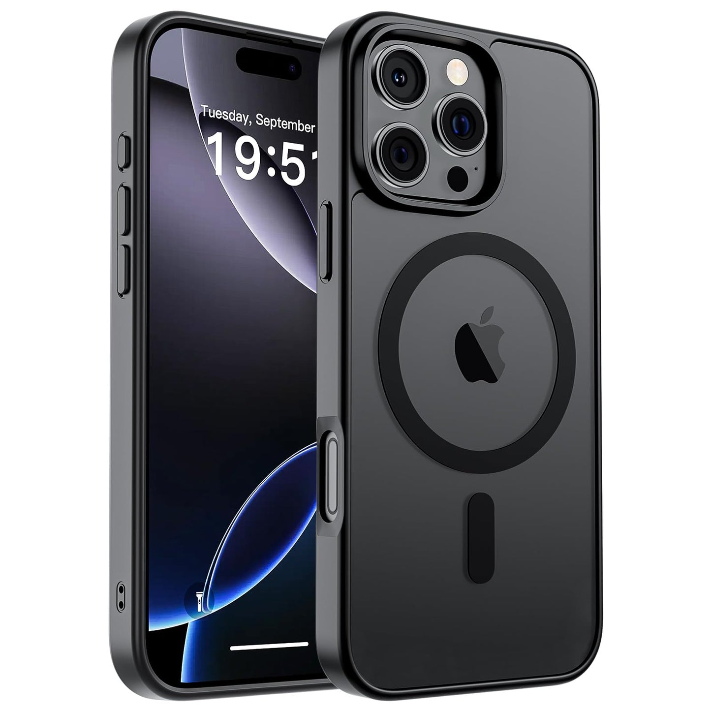 SUPFINE Magnetic for iPhone 17 Case (Compatible with MagSafe)(Military Grade Drop Protection) Translucent Matte Shockproof with Anti-Fingerprint Phone Cover,Black