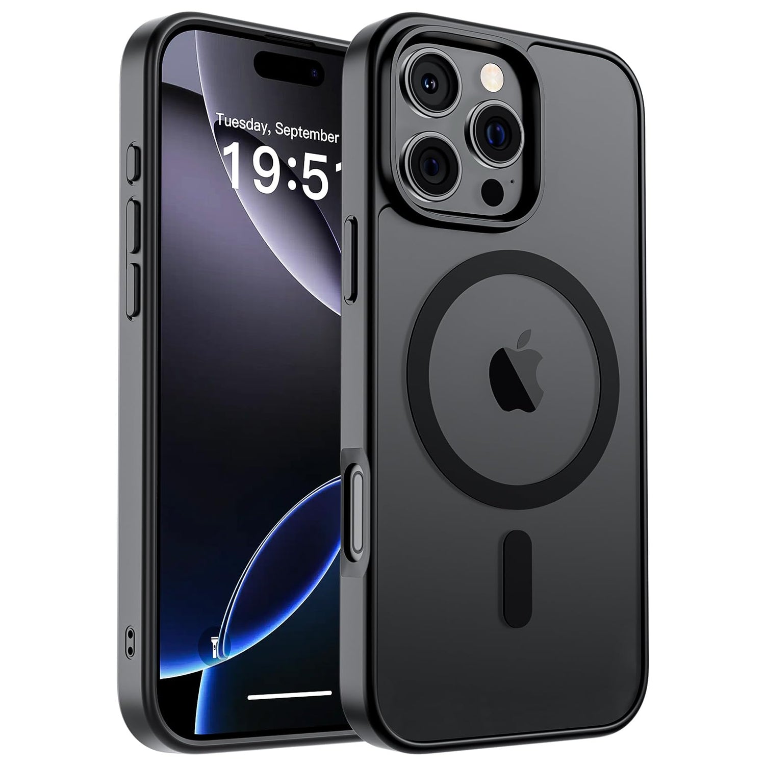 SUPFINE Magnetic for iPhone 17 Case (Compatible with MagSafe)(Military Grade Drop Protection) Translucent Matte Shockproof with Anti-Fingerprint Phone Cover,Black