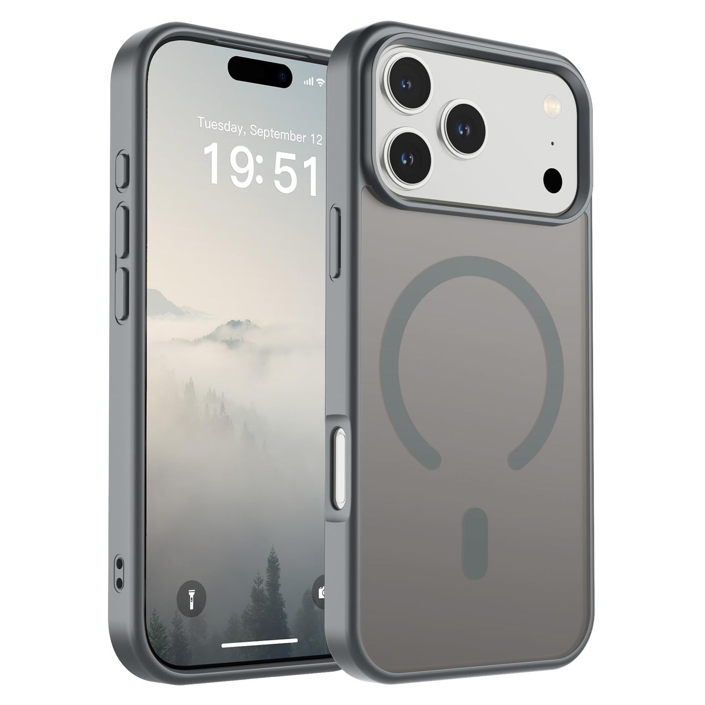 SUPFINE Magnetic for iPhone 17 Case (Compatible with MagSafe)(Military Grade Drop Protection) Translucent Matte Shockproof with Anti-Fingerprint Phone Cover,Black