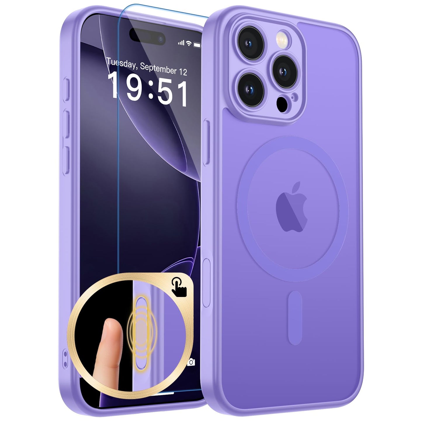 Magnetic for iPhone 17 Case, Upgraded [Camera Control Button] [Full Camera Protection] [with 1 Screen Protector] Translucent Matte Shockproof Protective Phone Cover, Mist Blue