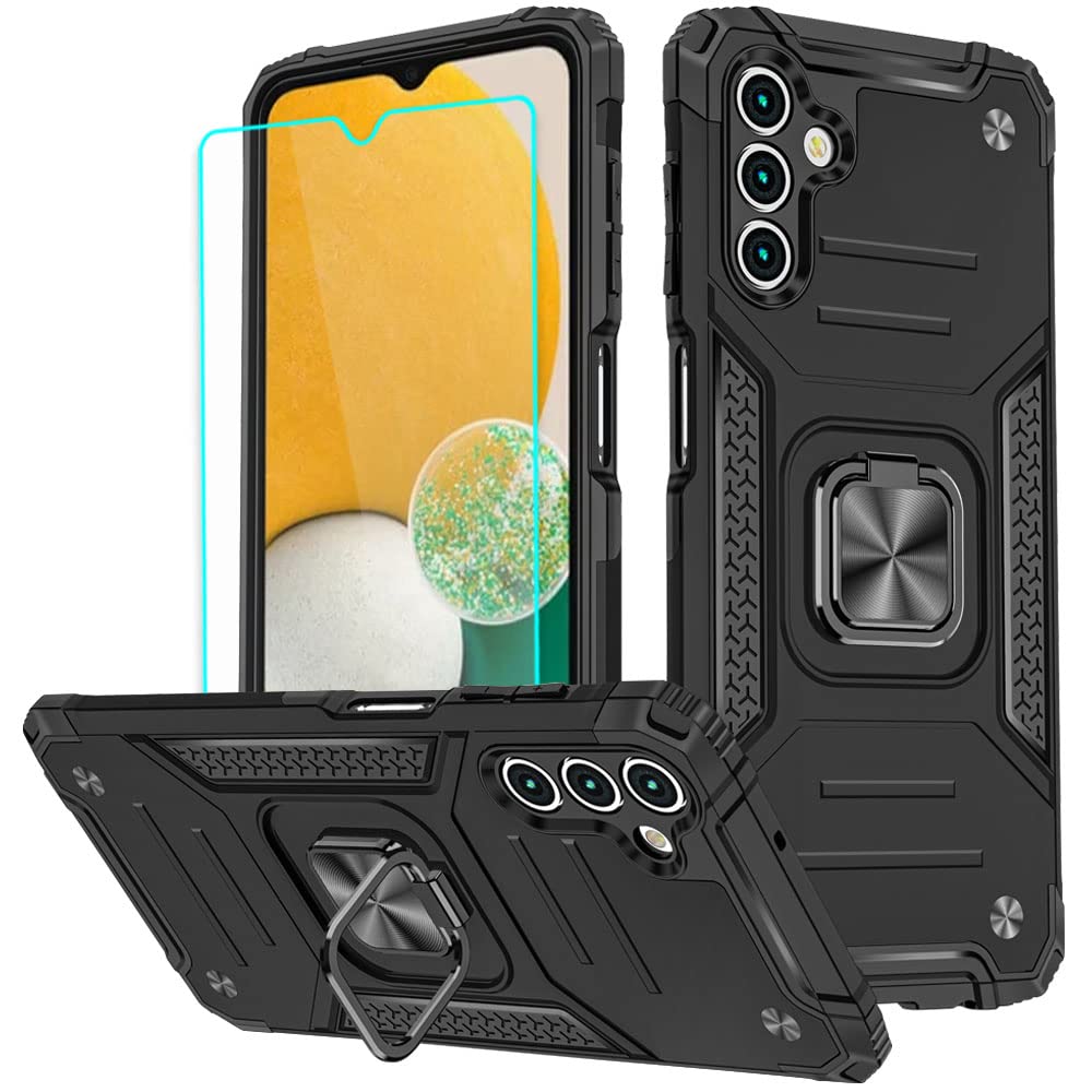 HNHYGETE for Galaxy A13 5G Phone Case with Screen Protector, 360°Military Grade Rotatable Kickstand [Heavy Duty] Protective Cases for Samsung Galaxy A13 5G (Green)