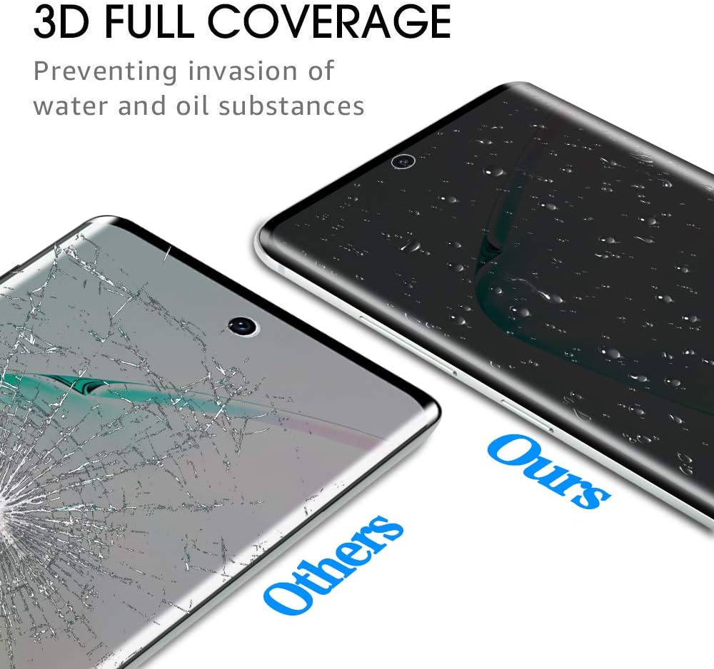 Fotbor 2 Pack for Samsung Galaxy Note 10 Plus Privacy Tempered Glass Screen Protector, 9H Hardness Anti-Scratch Fulll Coverage Case Friendly [Don’t Support Fingerprint Unlock]
