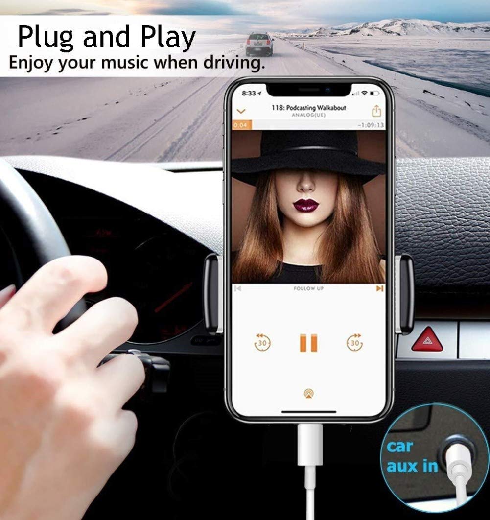 iPhone Aux Cord for Car, 2 Pack [Apple MFi Certified] Lightning to 3.5 mm AUX Audio Cable Cord for Car Home Stereo, Speaker, Headphone Compatible with iPhone 14 13 12 11 Pro Max XS XR X 8, 3.3ft White