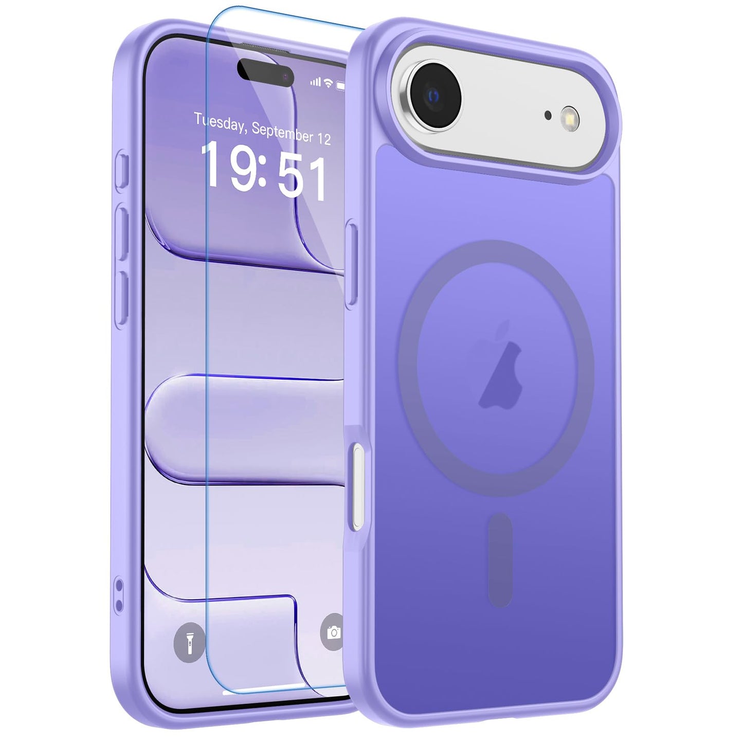 Magnetic for iPhone 17 Case, Upgraded [Camera Control Button] [Full Camera Protection] [with 1 Screen Protector] Translucent Matte Shockproof Protective Phone Cover, Mist Blue