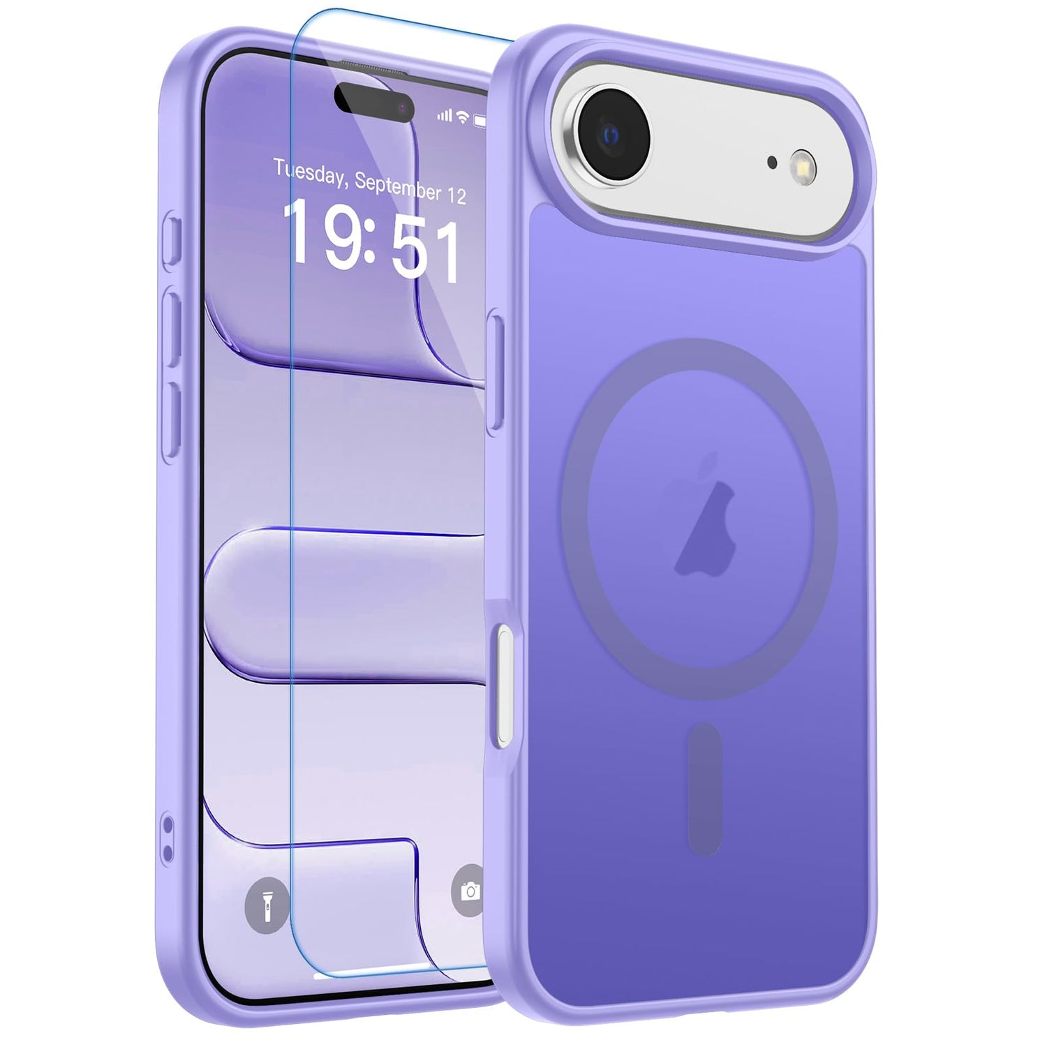 Magnetic for iPhone 17 Case, Upgraded [Camera Control Button] [Full Camera Protection] [with 1 Screen Protector] Translucent Matte Shockproof Protective Phone Cover, Mist Blue