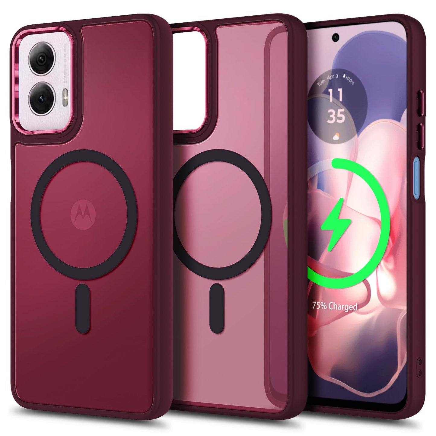 YZB Magnetic for Motorola Moto G Power-5G-2024 Case, Black | Compatible with MagSafe, Translucent Matte Scratch-Resistant Back, Military-Grade Protection Shockproof Slim Phone Cover