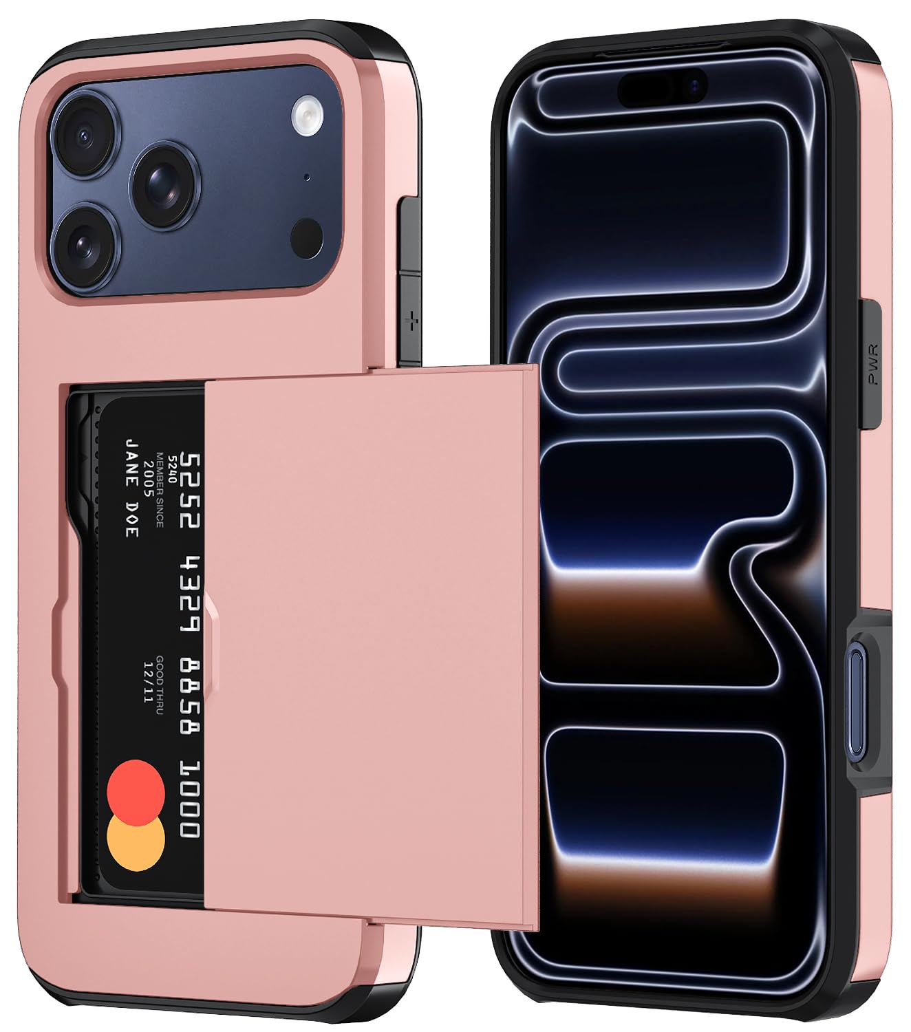 Qinmay Compatible with iPhone 17 Case Wallet,Built-in Card Holder, Heavy Duty Protective Dual Layer Shockproof Hidden Card Slot Slim Wallet Phone Cover for iPhone 17 ，Black