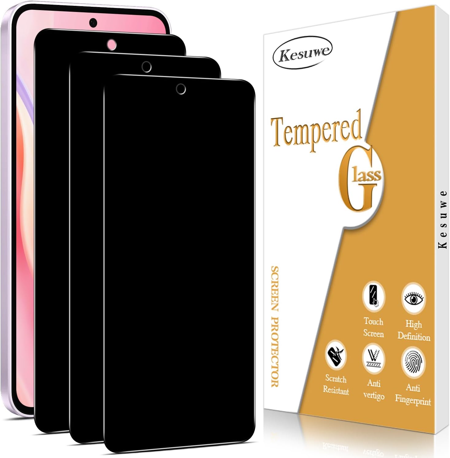 3 Pack Privacy Screen Protector for Samsung Galaxy A37/A57 5G Glass