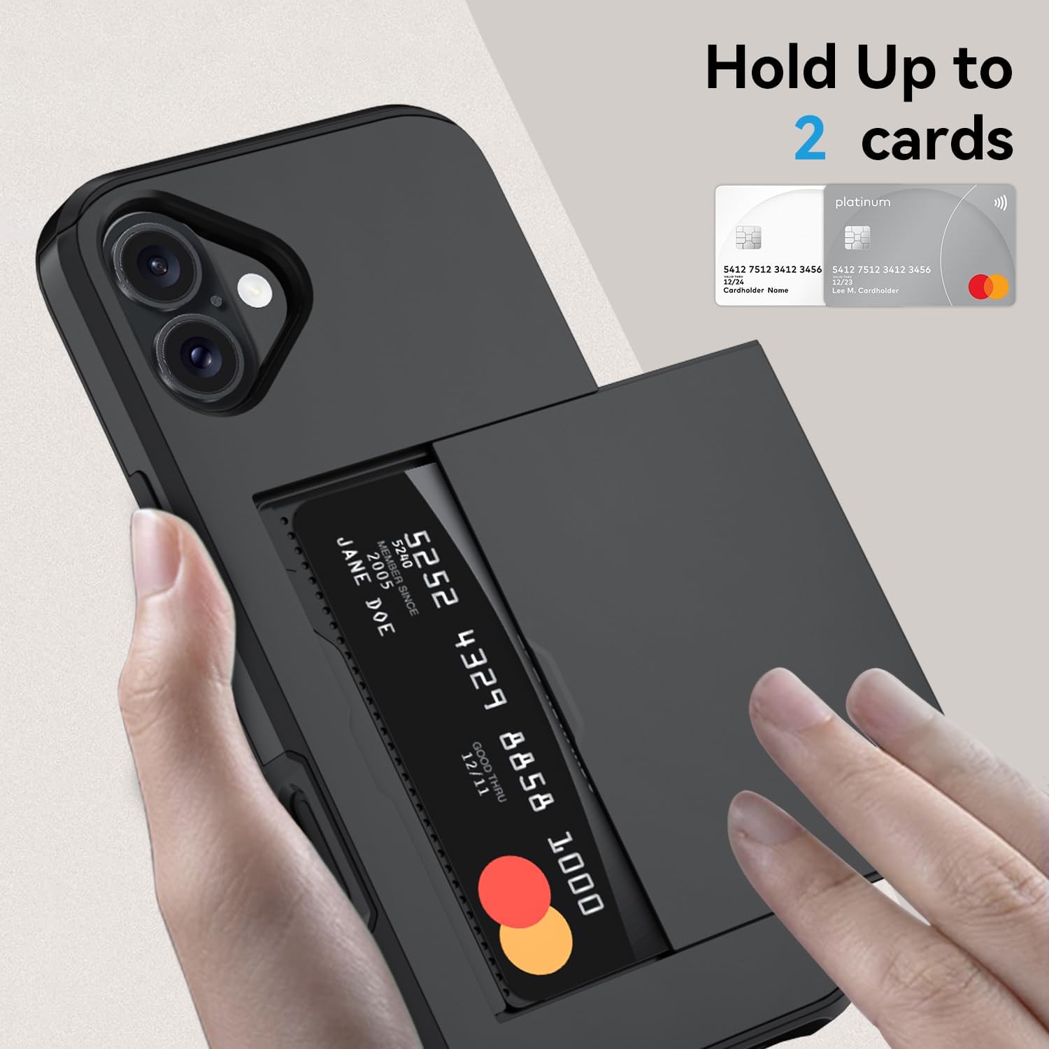 Qinmay Compatible with iPhone 17 Case Wallet,Built-in Card Holder, Heavy Duty Protective Dual Layer Shockproof Hidden Card Slot Slim Wallet Phone Cover for iPhone 17 ，Black