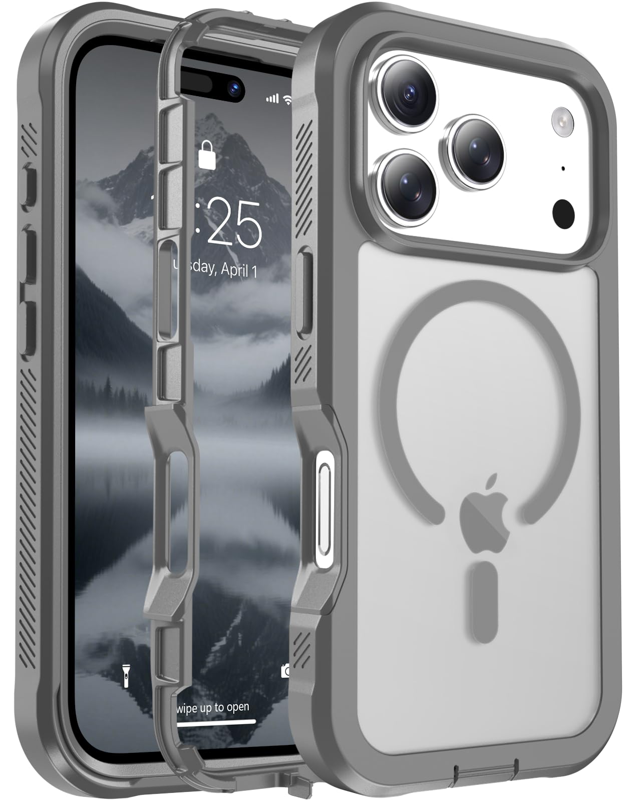 Magnetic for iPhone 17 Case, [Compatible with MagSafe][Military Grade Drop Protection][Heavy Duty Protection][Non-Slip][Shockproof] 2-Layer Durable Bumper Phone Case 6.3''-Black