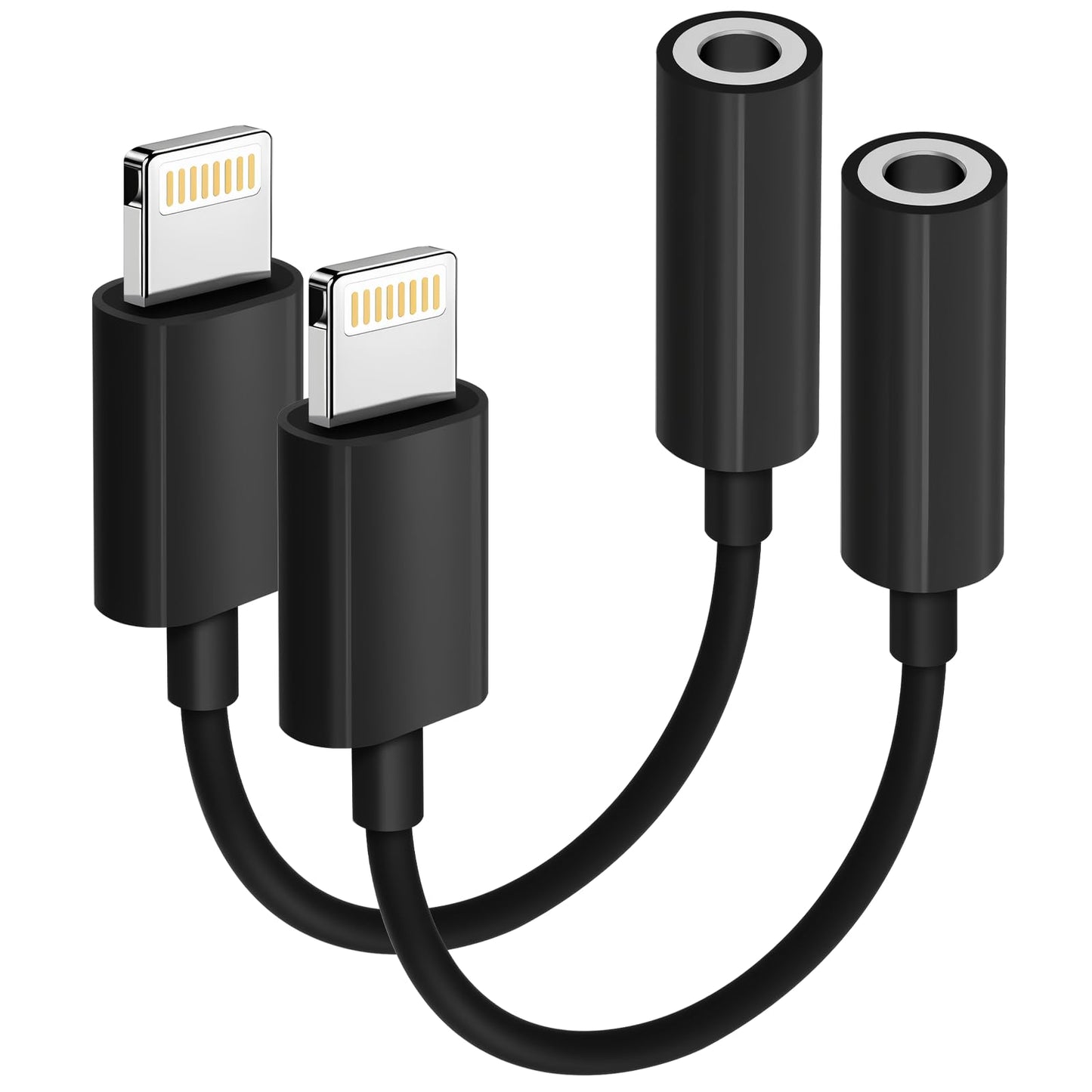 [Apple MFi Certified] 2 Pack Lightning to 3.5 mm Headphone Jack Adapter, iPhone Aux Adapter Converter Dongle Audio Cable Compatible with iPhone 14 13 12 11 X XS 8 7