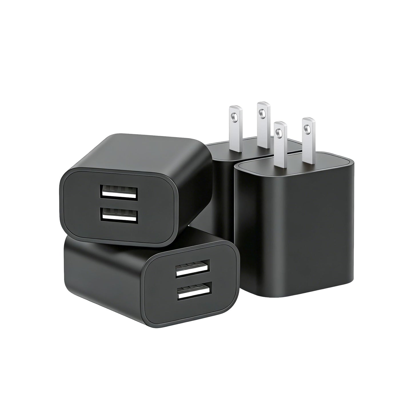 USB Wall Charger,4 Pack Dual Port Plug Adapter for Wall Outlet Charging Block, USB Power Adapter for iPhone 14/13/12/11 Pro/Pro Max, XS/XR/X,Galaxy, Pixel, Moto and Android Phones (White)