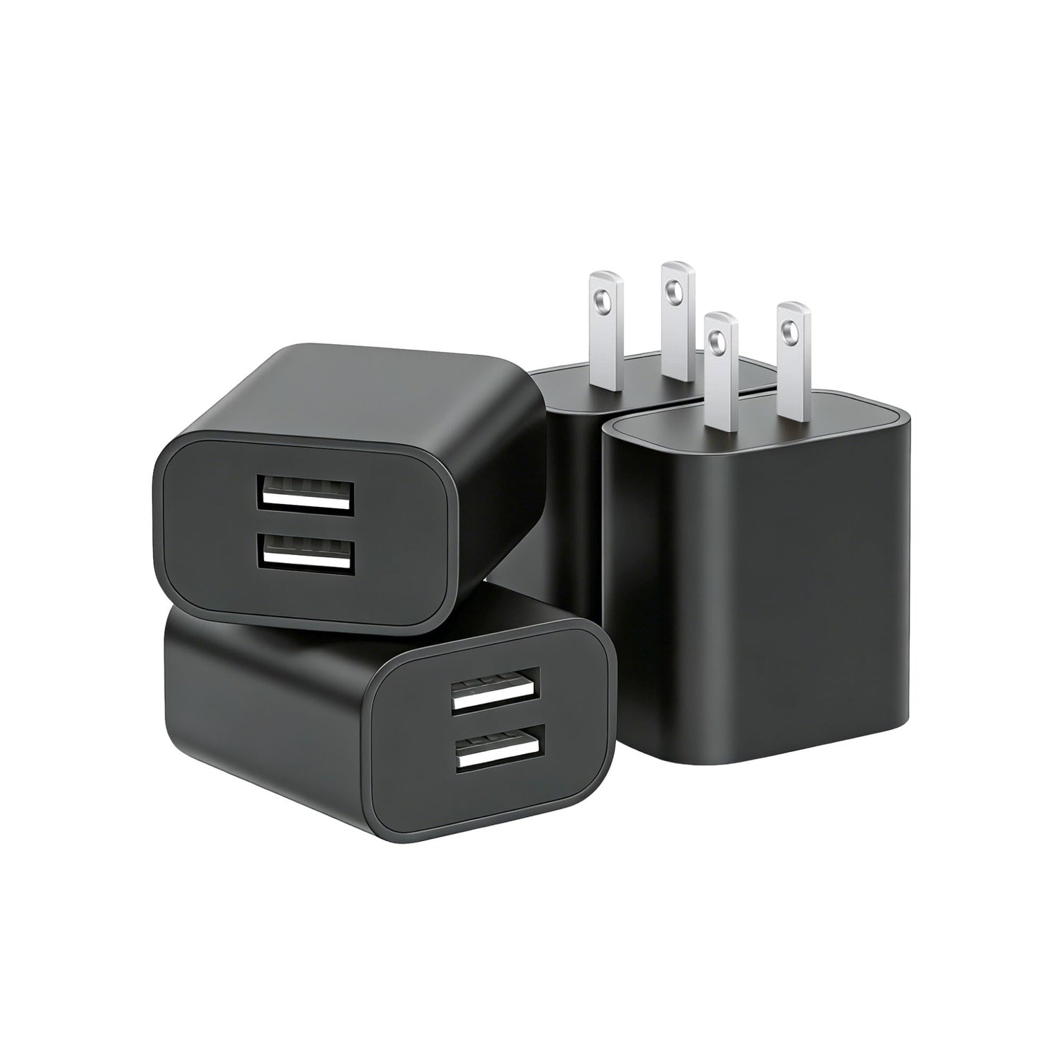 USB Wall Charger,4 Pack Dual Port Plug Adapter for Wall Outlet Charging Block, USB Power Adapter for iPhone 14/13/12/11 Pro/Pro Max, XS/XR/X,Galaxy, Pixel, Moto and Android Phones (White)