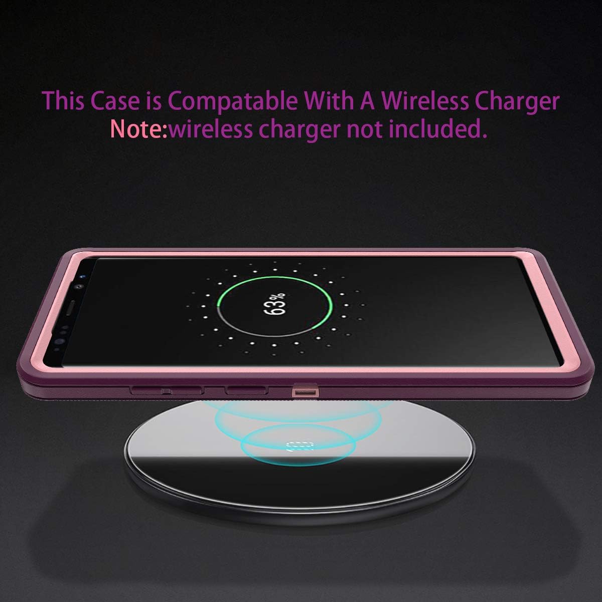 for Galaxy Note 8 Case Shockproof Dust/Drop Proof 3-Layer Full Body Protection [Without Screen Protector] Rugged Heavy Duty Cover Case for Samsung Galaxy Note 8,Purple/Pink
