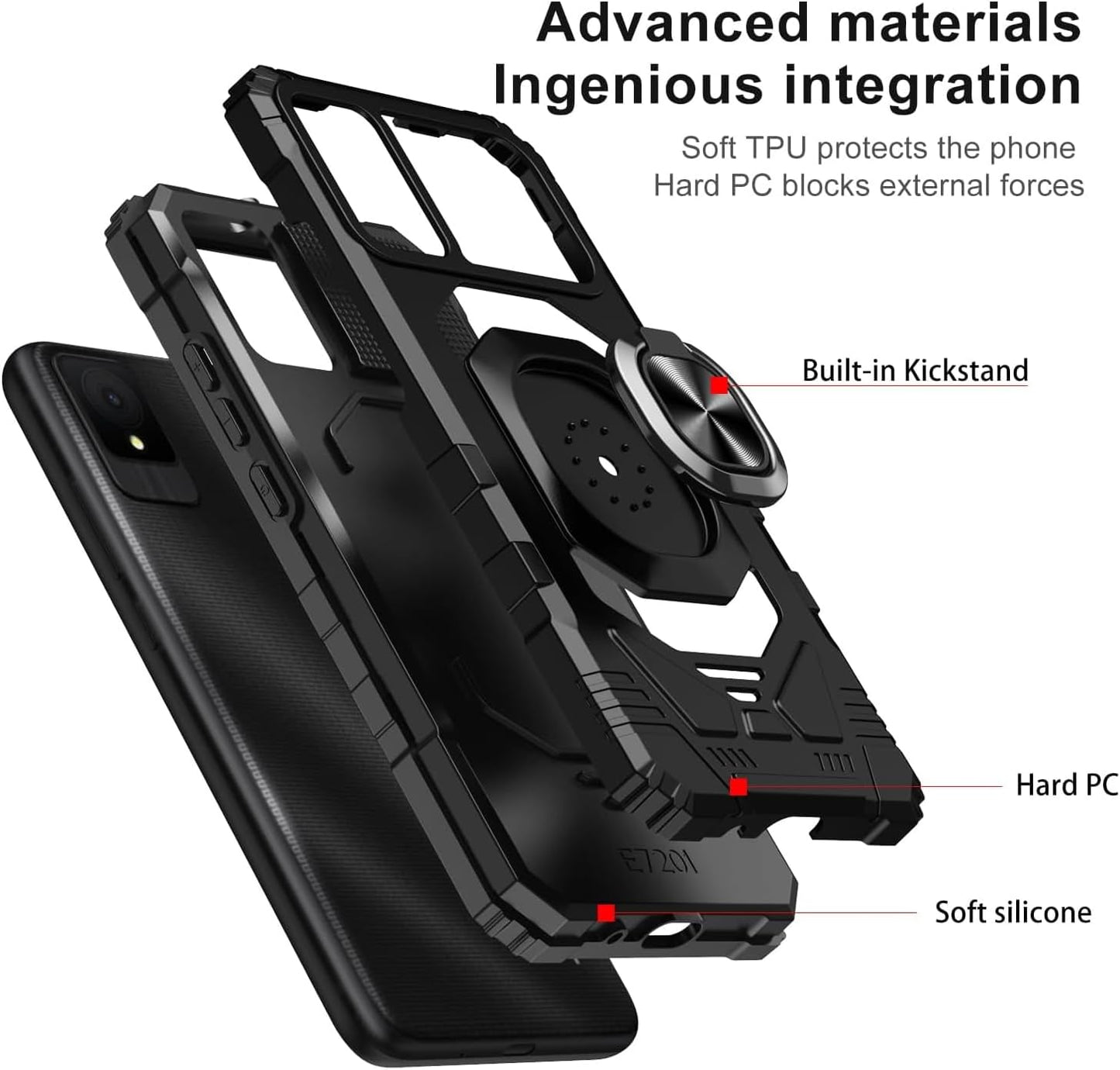TJS Compatible for TCL K11 T432W Phone Case (Black)