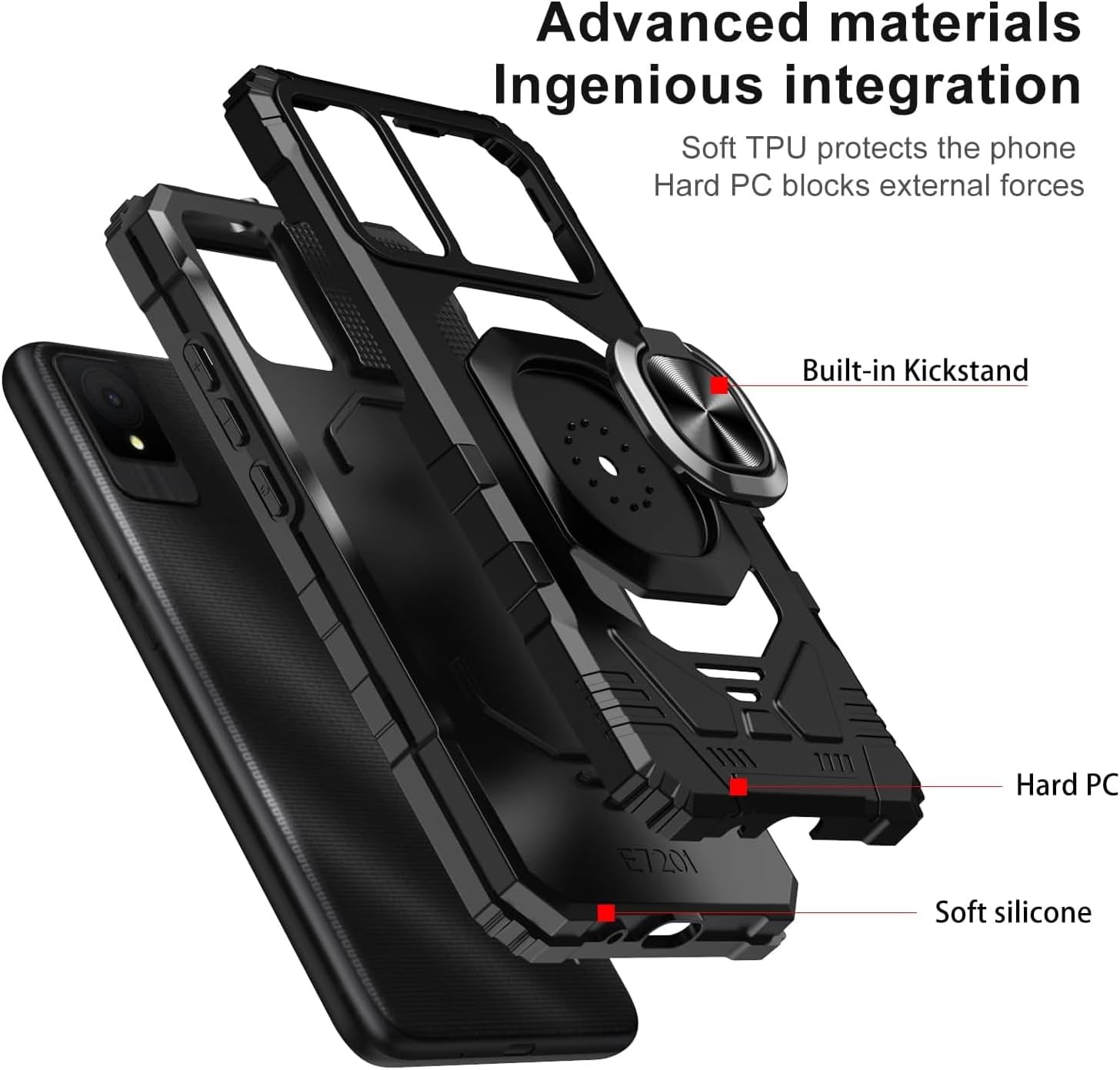 TJS Compatible for TCL K11 T432W Phone Case (Black)