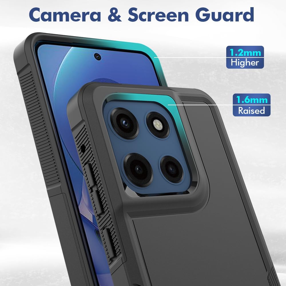 for Moto G Stylus 2025/2026 Case: Dual Layer Protective Heavy Duty Cell Phone Cover Shockproof Rugged with Screen Protector - Military Protection Bumper Tough - for G Stylus 2025/2026, Black