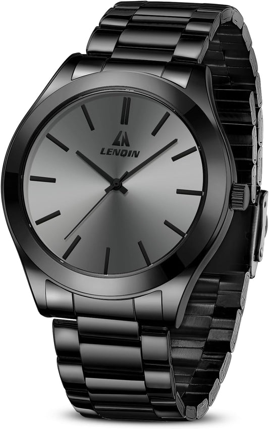 LN LENQIN Mens Watches Waterproof Stainless Steel Watch for Men Analog Quartz Fashion Business Designer Wristwatch