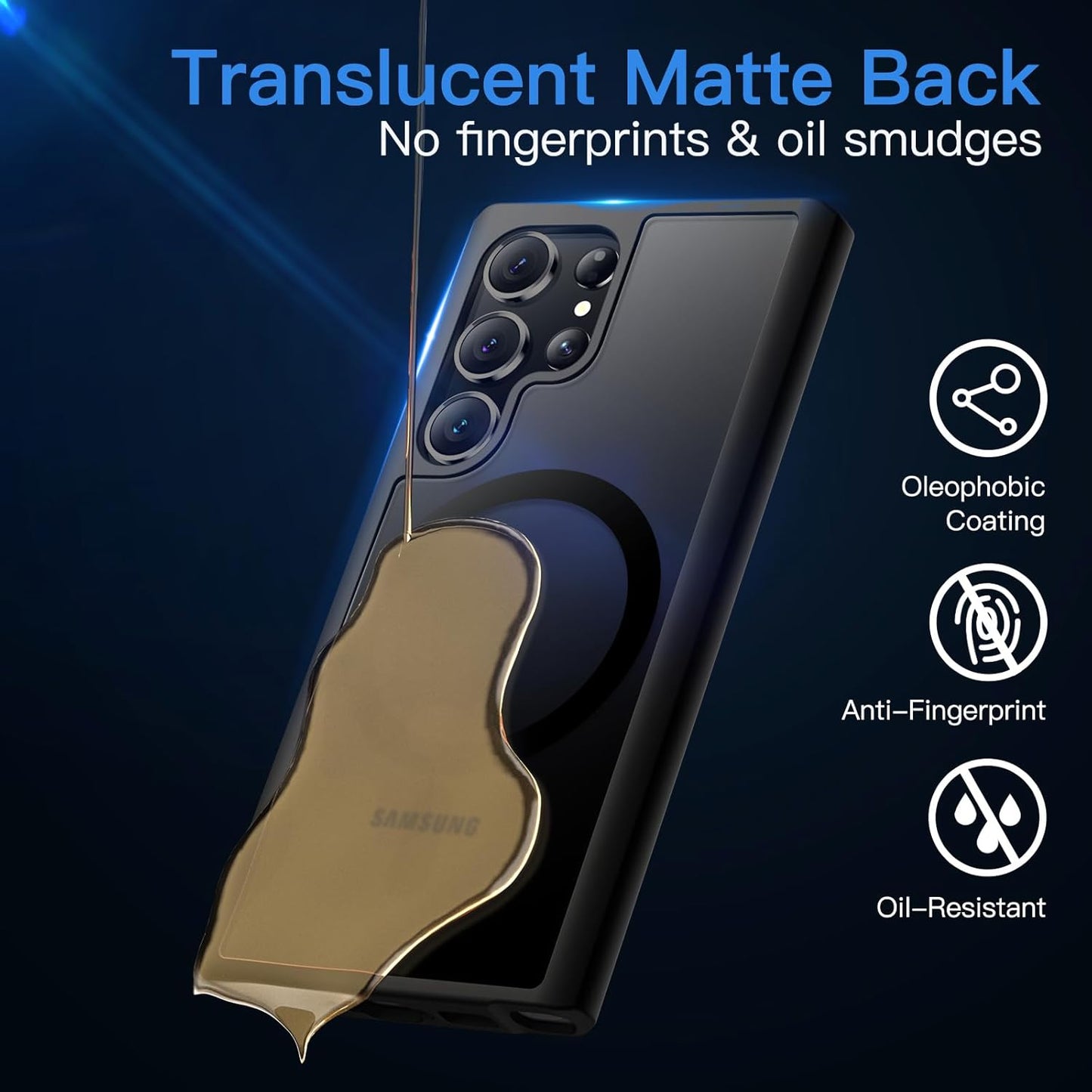 JETech Magnetic Case for Samsung Galaxy S23 Ultra 5G 6.8-Inch, Compatible with MagSafe, Translucent Matte Back Shockproof Phone Cover (Black)