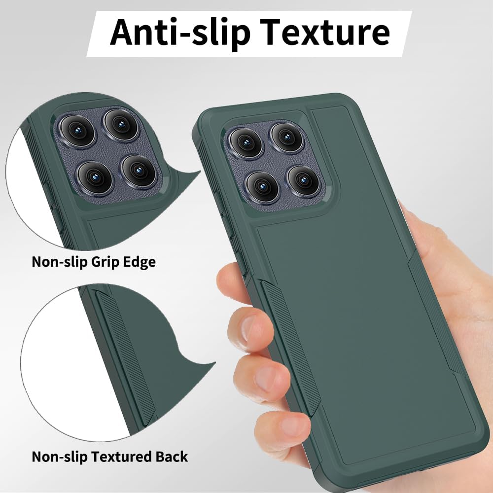 for Motorola Edge 2025 Case, [Military Grade Drop Tested] with Screen Protector, Dual Layer Protective Heavy Duty Cell Phone Cover Non-Slip Shockproof Case for Moto Edge 2025 (Dark Green)