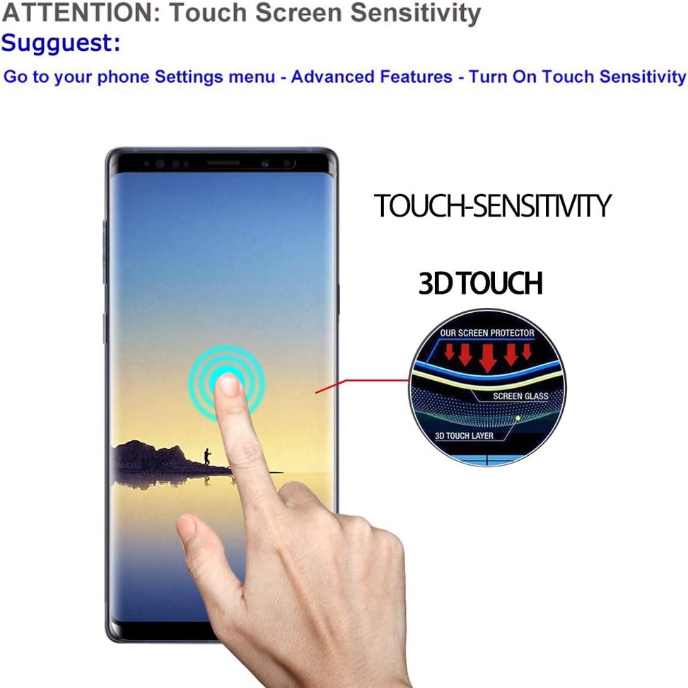 [2 Pack] AOKER for Galaxy Note 8 / Note 9 Privacy Screen Protector Tempered Glass Film, 3D Curved Edge Case Friendly Easy Install Anti Spy/Scratch Compatible Samsung Galaxy Note 8 / Note 9