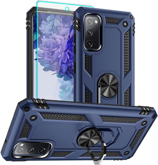 for Samsung Galaxy S20 FE Case, Samsung S20 FE Case with HD Screen Protector, [Military Grade 16ft. Drop Tested] Ring Shockproof Protective Phone Case for Samsung Galaxy S20 FE,Blue