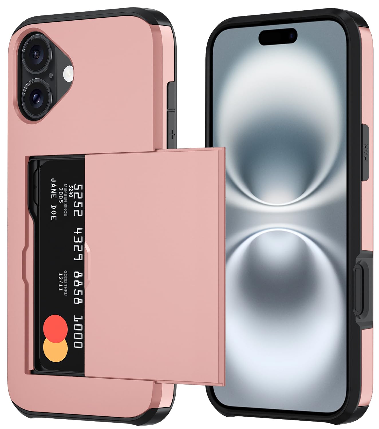Qinmay Compatible with iPhone 17 Case Wallet,Built-in Card Holder, Heavy Duty Protective Dual Layer Shockproof Hidden Card Slot Slim Wallet Phone Cover for iPhone 17 ，Black