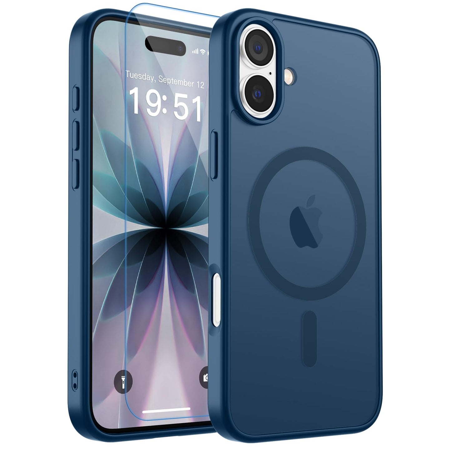 Magnetic for iPhone 17 Case, Upgraded [Camera Control Button] [Full Camera Protection] [with 1 Screen Protector] Translucent Matte Shockproof Protective Phone Cover, Mist Blue