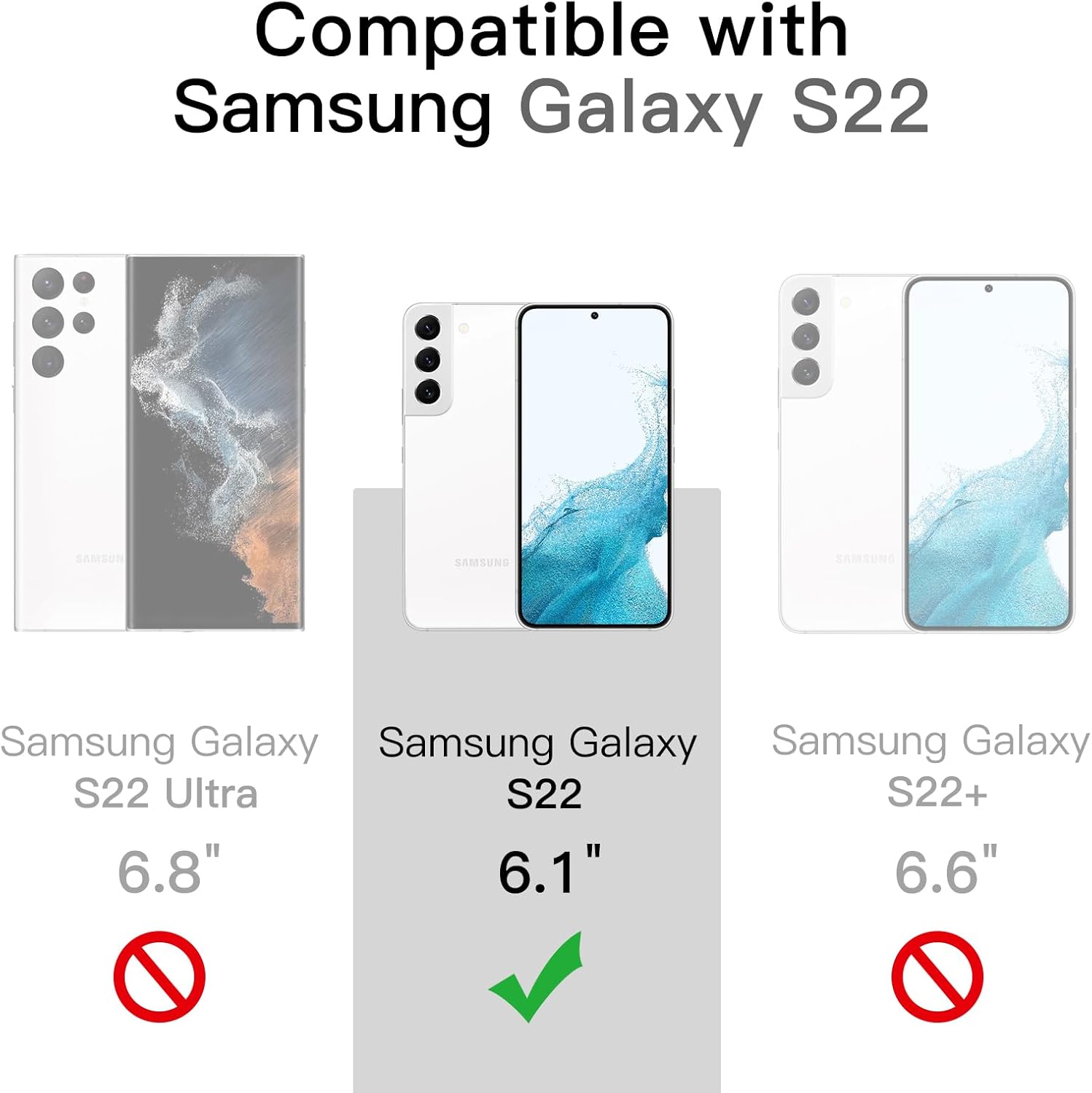 JETech Case for Samsung Galaxy S22 5G 6.1-Inch, Non-Yellowing Shockproof Bumper Protective Phone Cover, Anti-Scratch Hard PC Back (Clear)