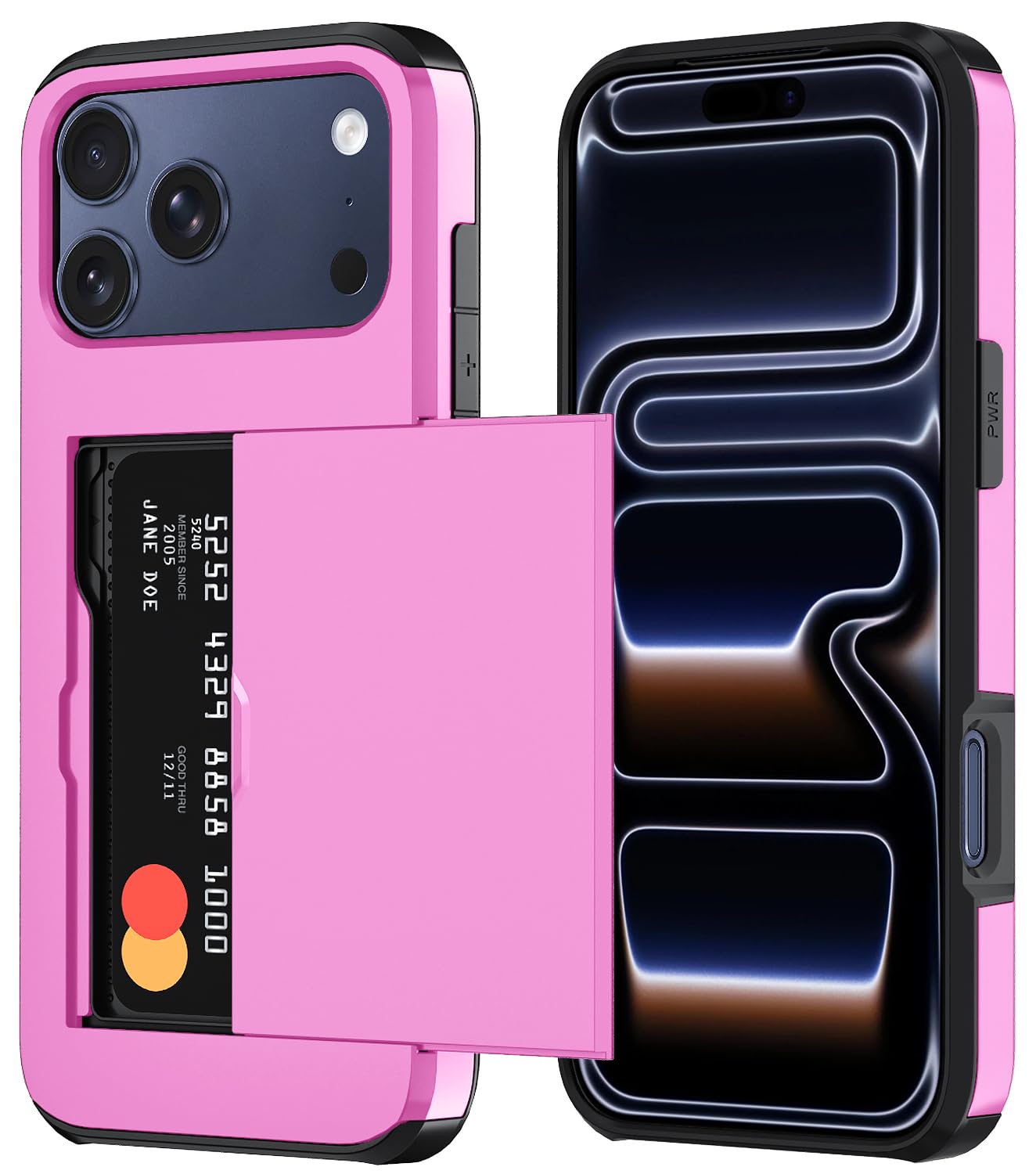 Qinmay Compatible with iPhone 17 Case Wallet,Built-in Card Holder, Heavy Duty Protective Dual Layer Shockproof Hidden Card Slot Slim Wallet Phone Cover for iPhone 17 ，Black