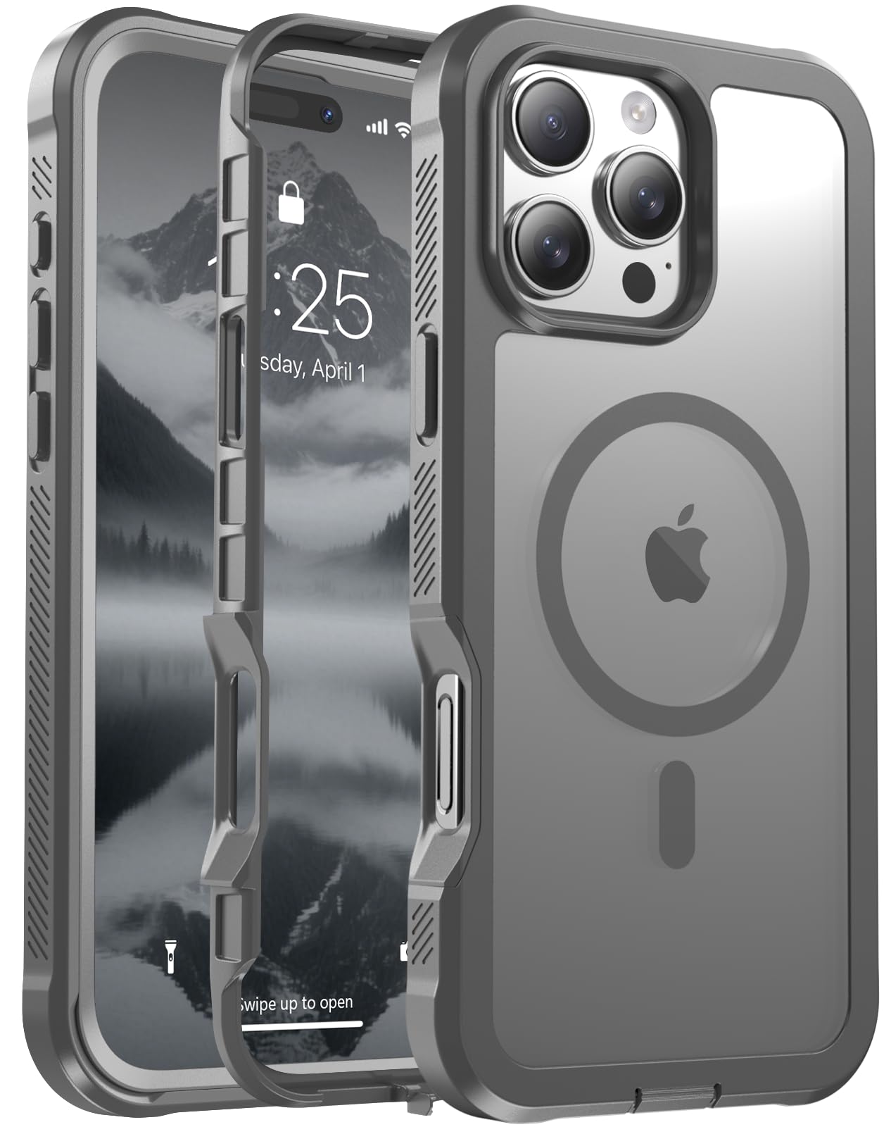 Magnetic for iPhone 17 Case, [Compatible with MagSafe][Military Grade Drop Protection][Heavy Duty Protection][Non-Slip][Shockproof] 2-Layer Durable Bumper Phone Case 6.3''-Black