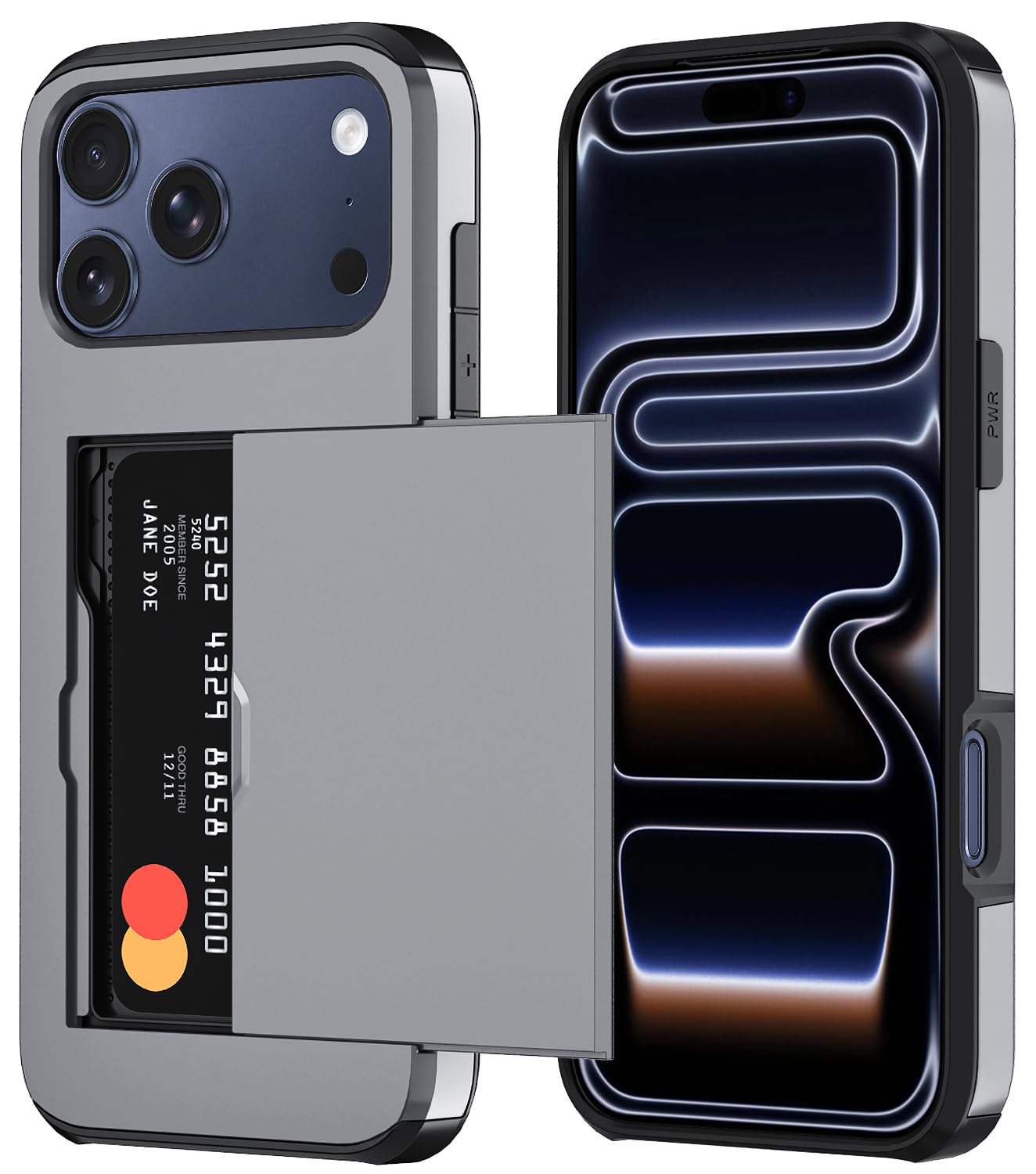 Qinmay Compatible with iPhone 17 Case Wallet,Built-in Card Holder, Heavy Duty Protective Dual Layer Shockproof Hidden Card Slot Slim Wallet Phone Cover for iPhone 17 ，Black