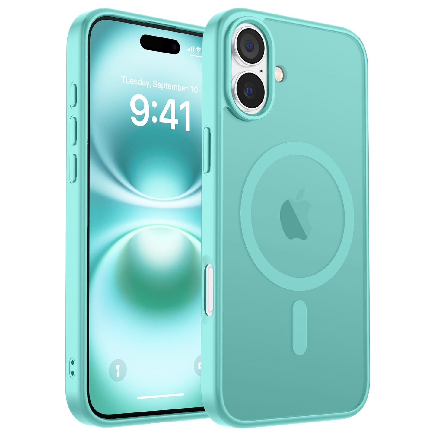 Magnetic for iPhone 17 Case, Upgraded [Camera Control Button] [Full Camera Protection] [with 1 Screen Protector] Translucent Matte Shockproof Protective Phone Cover, Mist Blue