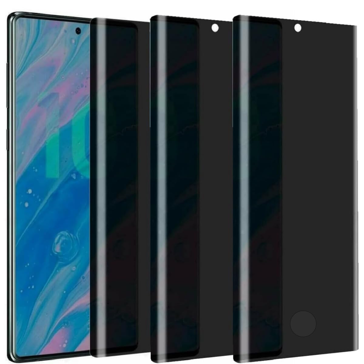 3 Pack Privacy Screen Protector for Samsung Galaxy Note 10, 9H Hardness [Anti-Scratch] Anti-Spy Tempered Glass Film for Samsung Galaxy Note 10 [Support Fingerprint Unlock]
