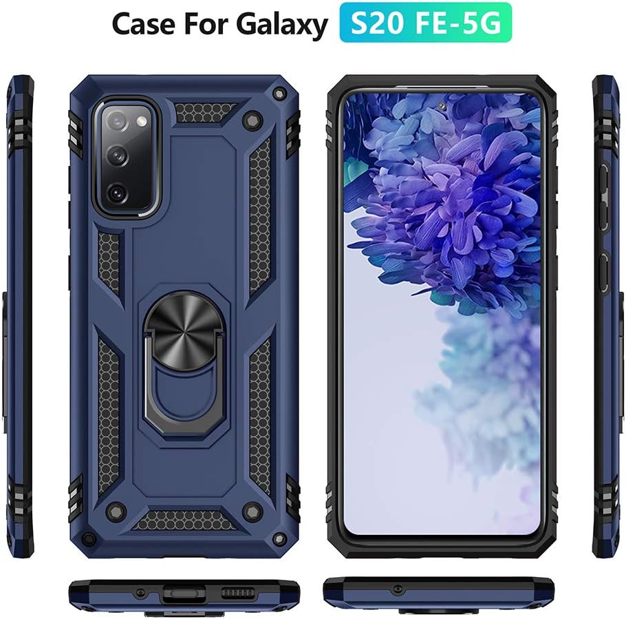 for Samsung Galaxy S20 FE Case, Samsung S20 FE Case with HD Screen Protector, [Military Grade 16ft. Drop Tested] Ring Shockproof Protective Phone Case for Samsung Galaxy S20 FE,Blue
