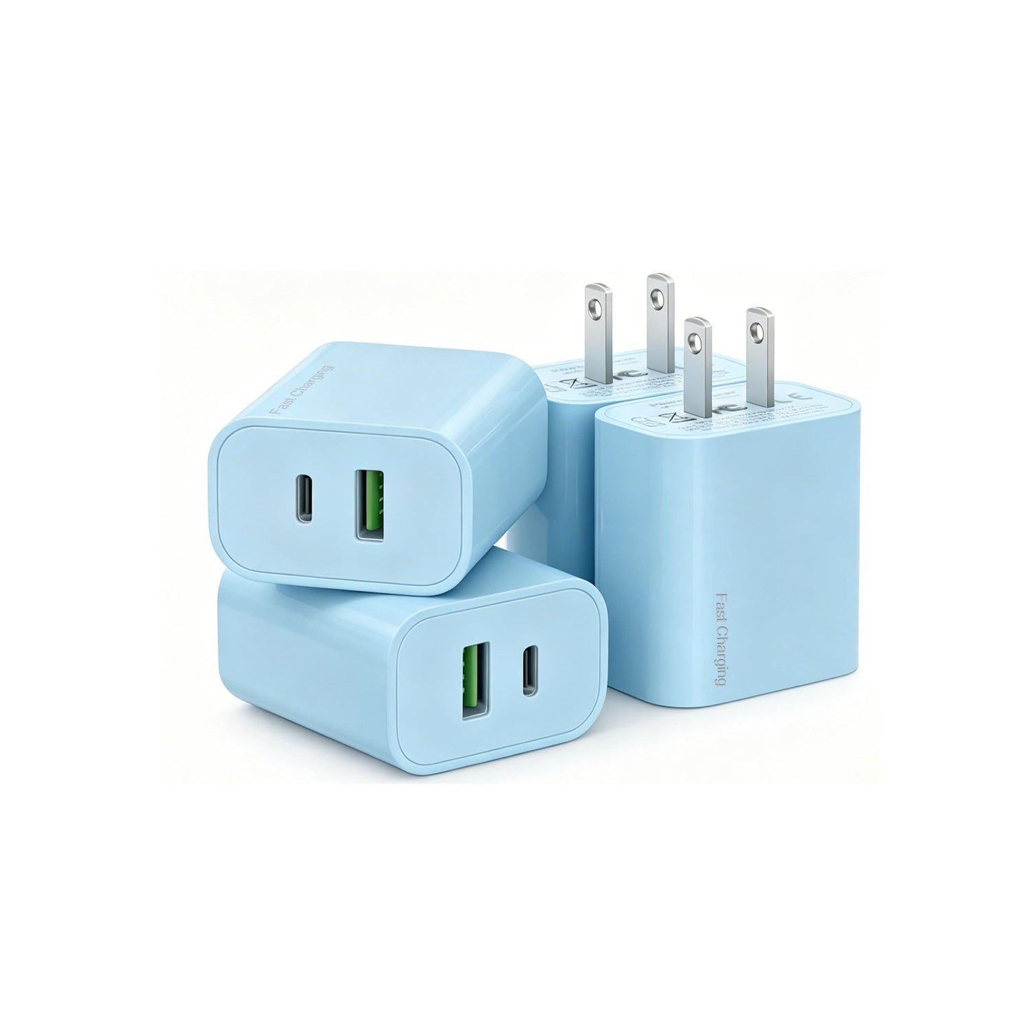 4 Pack USB C Charger Block,20W USB-C & USB-A Port Charger，for i Phone 17/16/15/14/13/12/11/X/8, i Pad and More