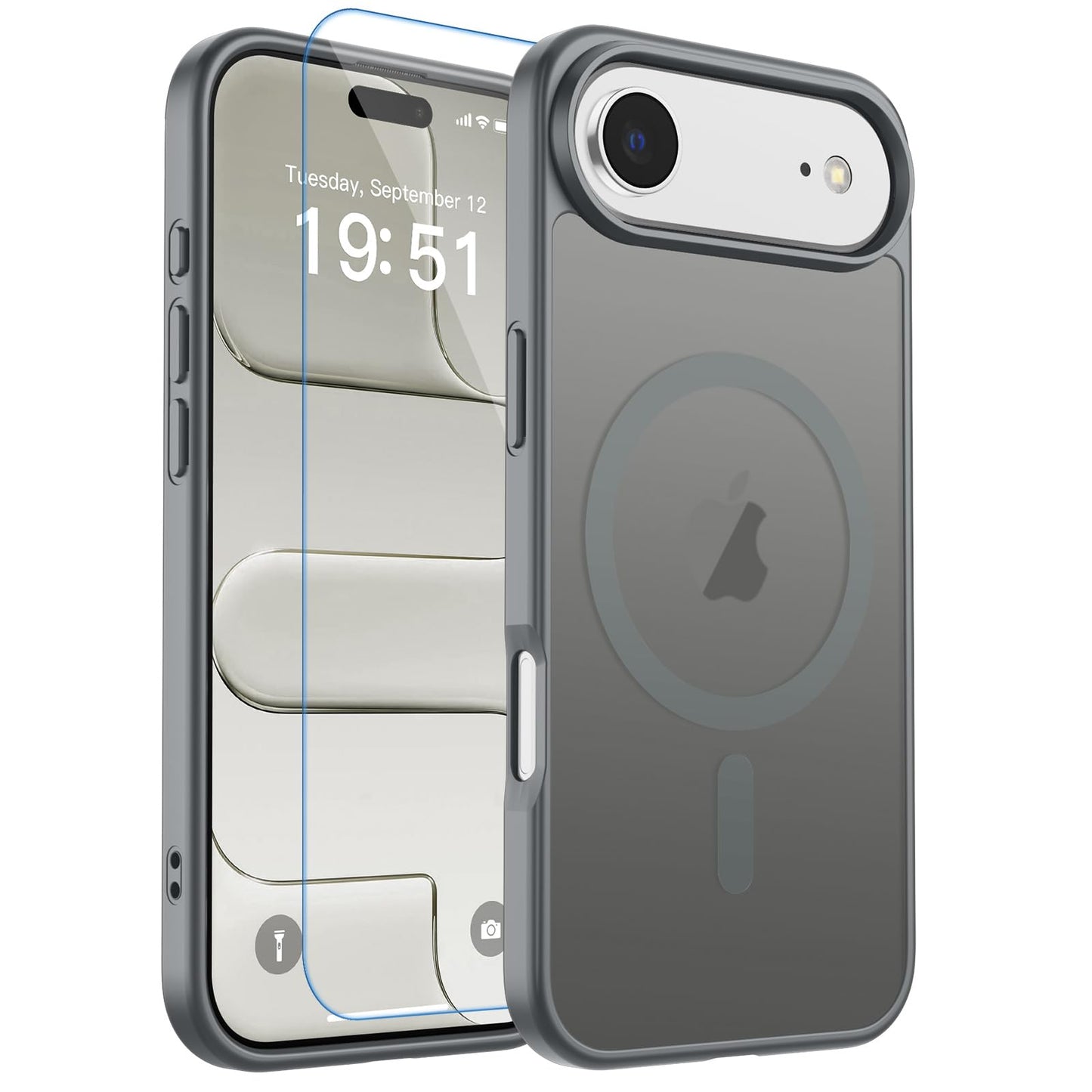 Magnetic for iPhone 17 Case, Upgraded [Camera Control Button] [Full Camera Protection] [with 1 Screen Protector] Translucent Matte Shockproof Protective Phone Cover, Mist Blue