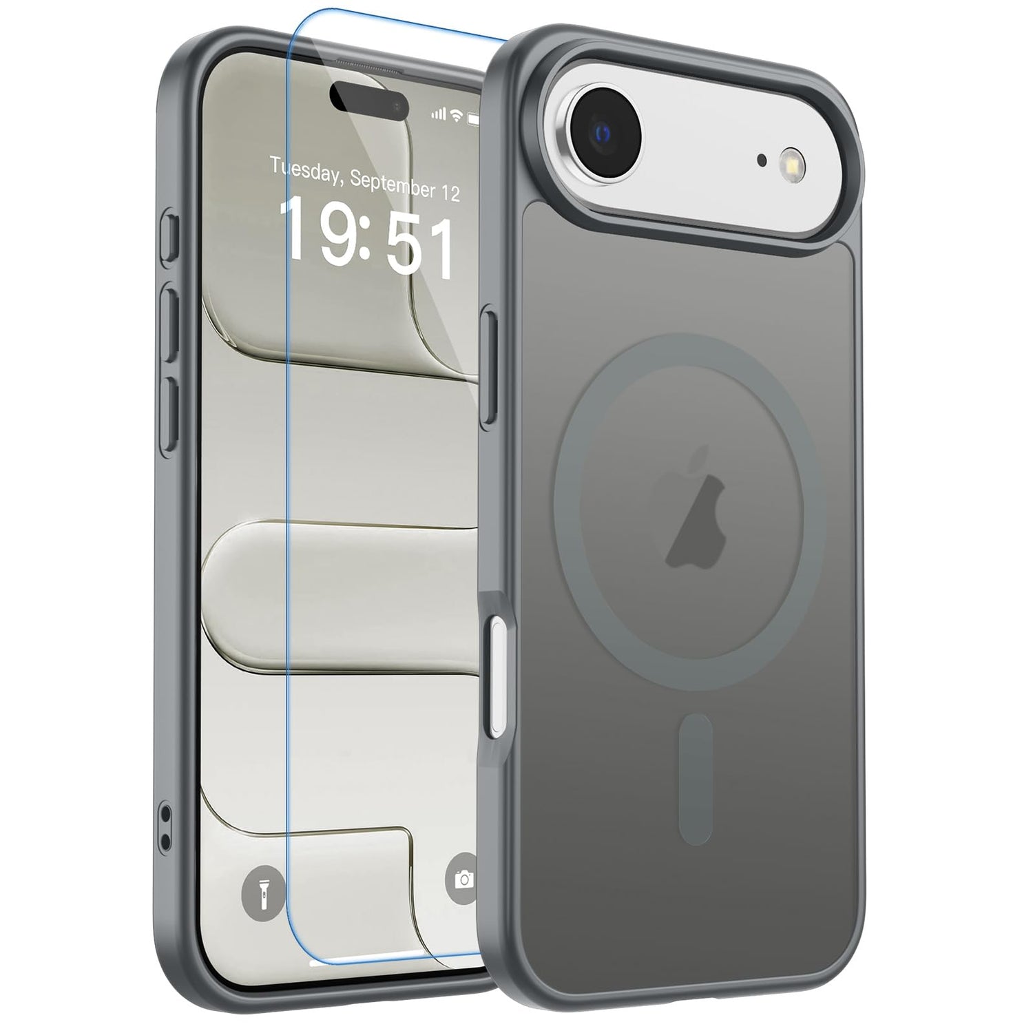 Magnetic for iPhone 17 Case, Upgraded [Camera Control Button] [Full Camera Protection] [with 1 Screen Protector] Translucent Matte Shockproof Protective Phone Cover, Mist Blue