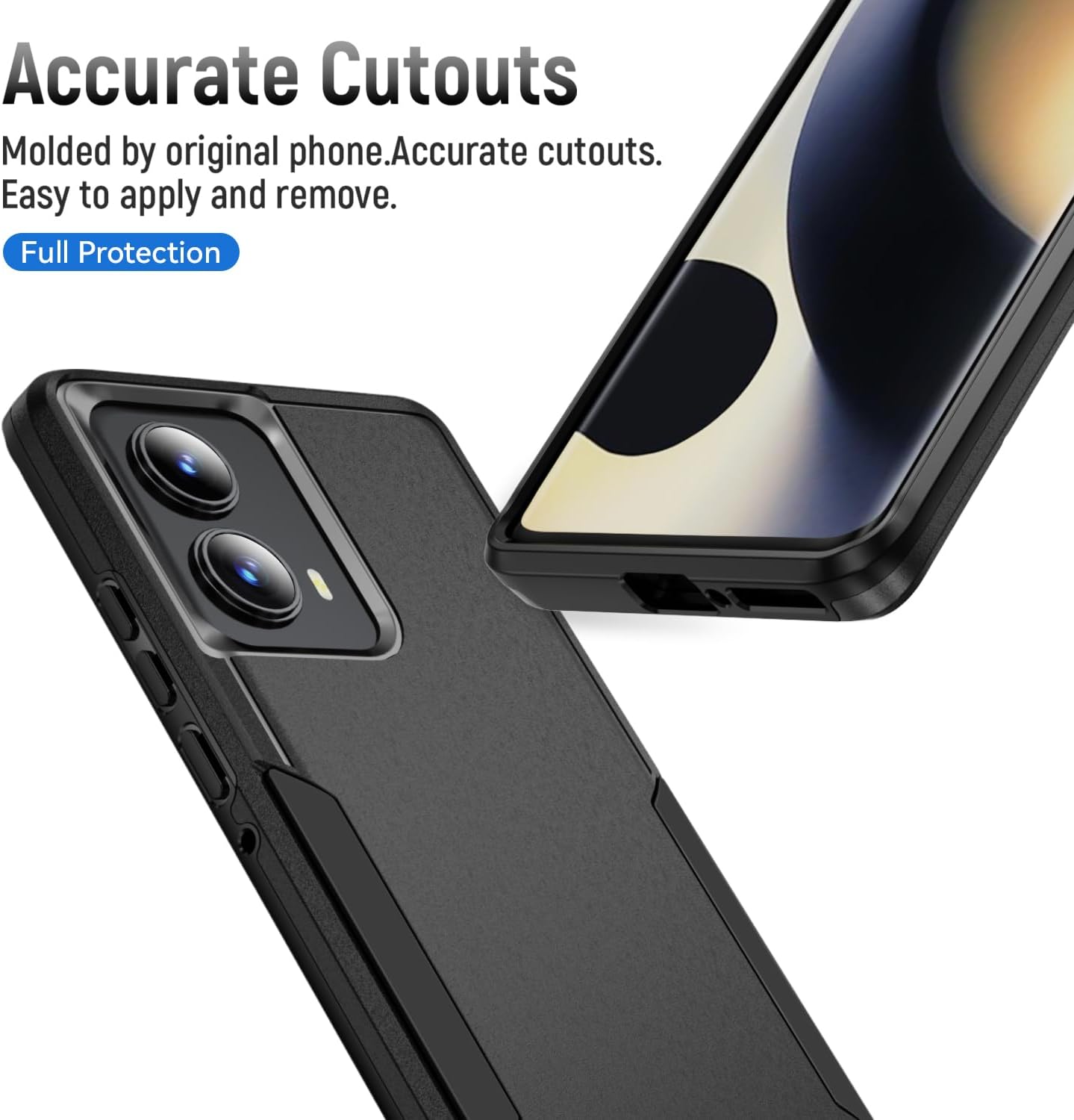 for Motorola Edge 2024 Case, with HD Screen Protector [Military Grade Drop Tested] Heavy-Duty Tough Rugged Shockproof Protective Case for Moto Edge 2024, Black