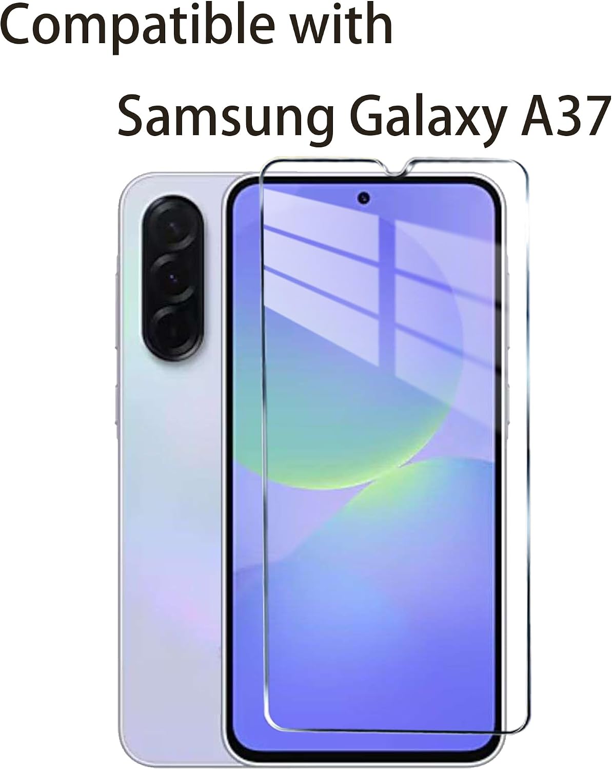 3 Pack Tempered Glass Screen Protectors Compatible with Samsung Galaxy A37 5G, Anti Scratch, Bubble Free, 9H Hardness
