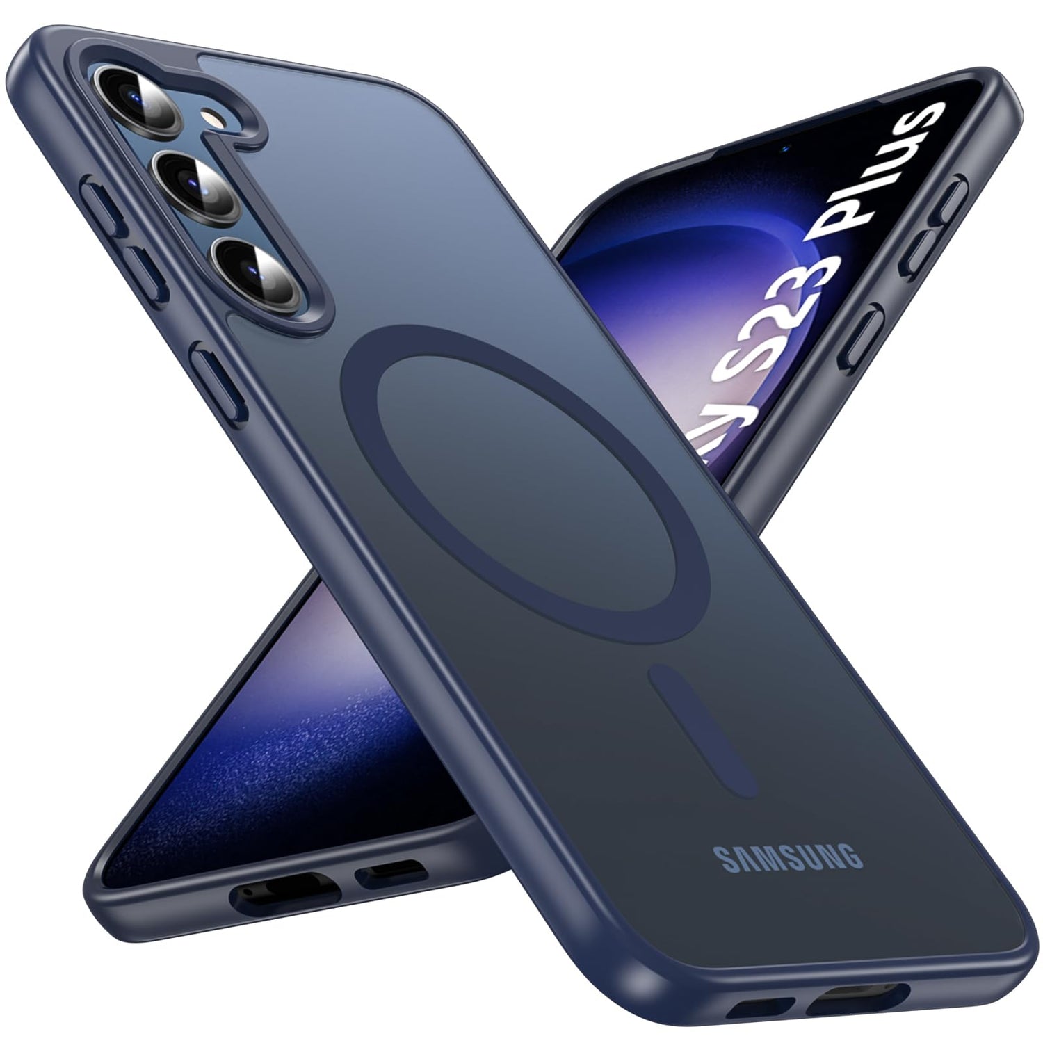 OWKEY Bumper Cover for Samsung Galaxy S23 Plus Black | 6.6'', Translucent, Slim, Magsafe Compatible, Military Grade Shockproof