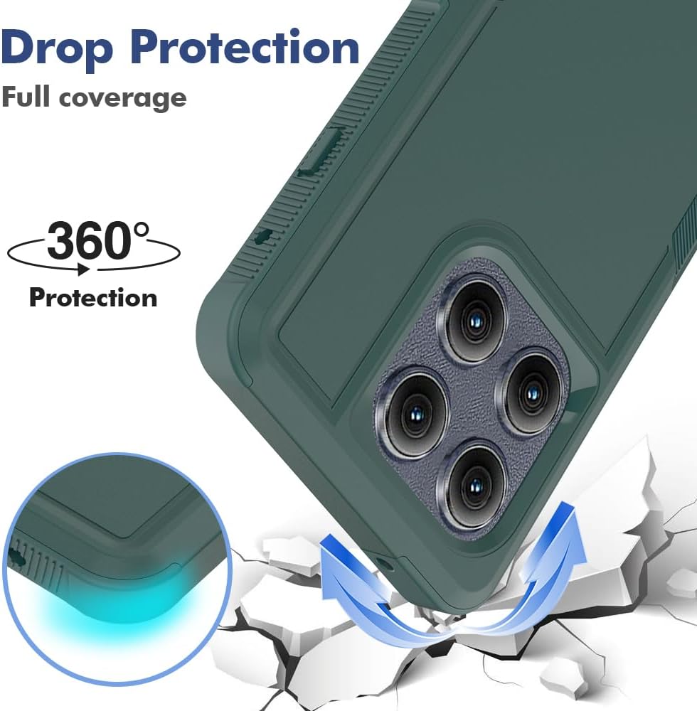 for Motorola Edge 2025 Case, [Military Grade Drop Tested] with Screen Protector, Dual Layer Protective Heavy Duty Cell Phone Cover Non-Slip Shockproof Case for Moto Edge 2025 (Dark Green)
