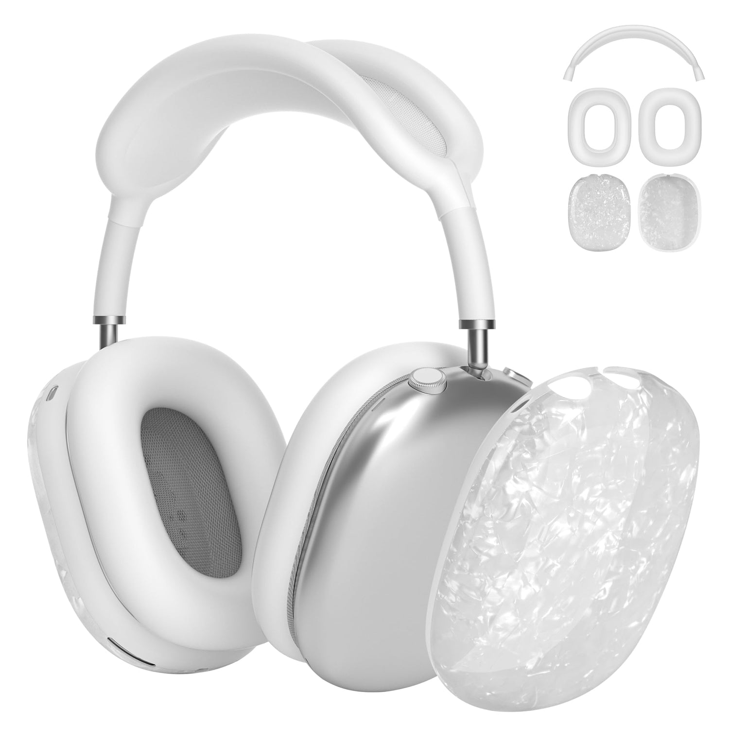 Case Cover for AirPods Max Headphones,AHBTEYM Carbon Fiber Texture TPU Ear Cups Case/Ear Pads/Headband Silicone Cover Compatible with Apple AirPod Max Accessories Protector (Matte Black)