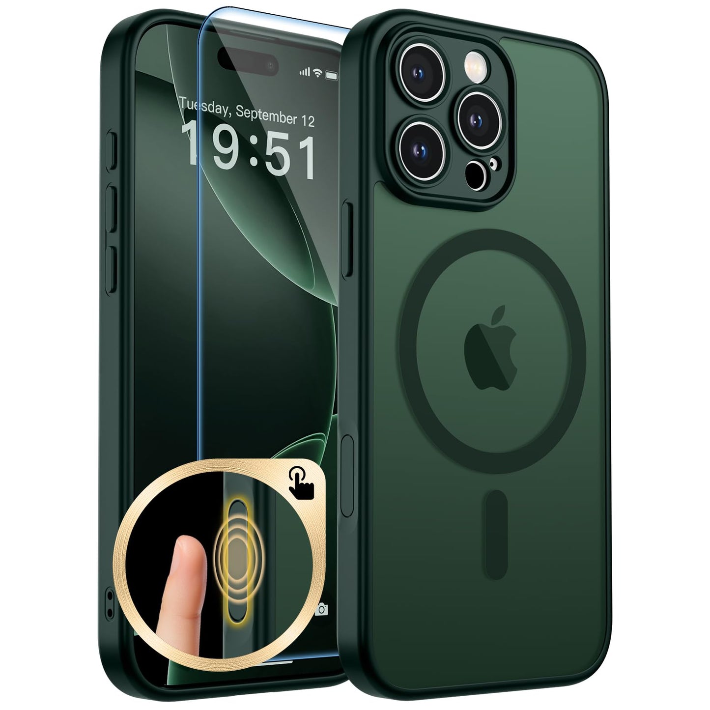 Magnetic for iPhone 17 Case, Upgraded [Camera Control Button] [Full Camera Protection] [with 1 Screen Protector] Translucent Matte Shockproof Protective Phone Cover, Mist Blue