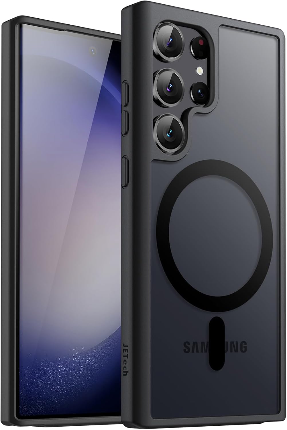 JETech Magnetic Case for Samsung Galaxy S23 Ultra 5G 6.8-Inch, Compatible with MagSafe, Translucent Matte Back Shockproof Phone Cover (Black)